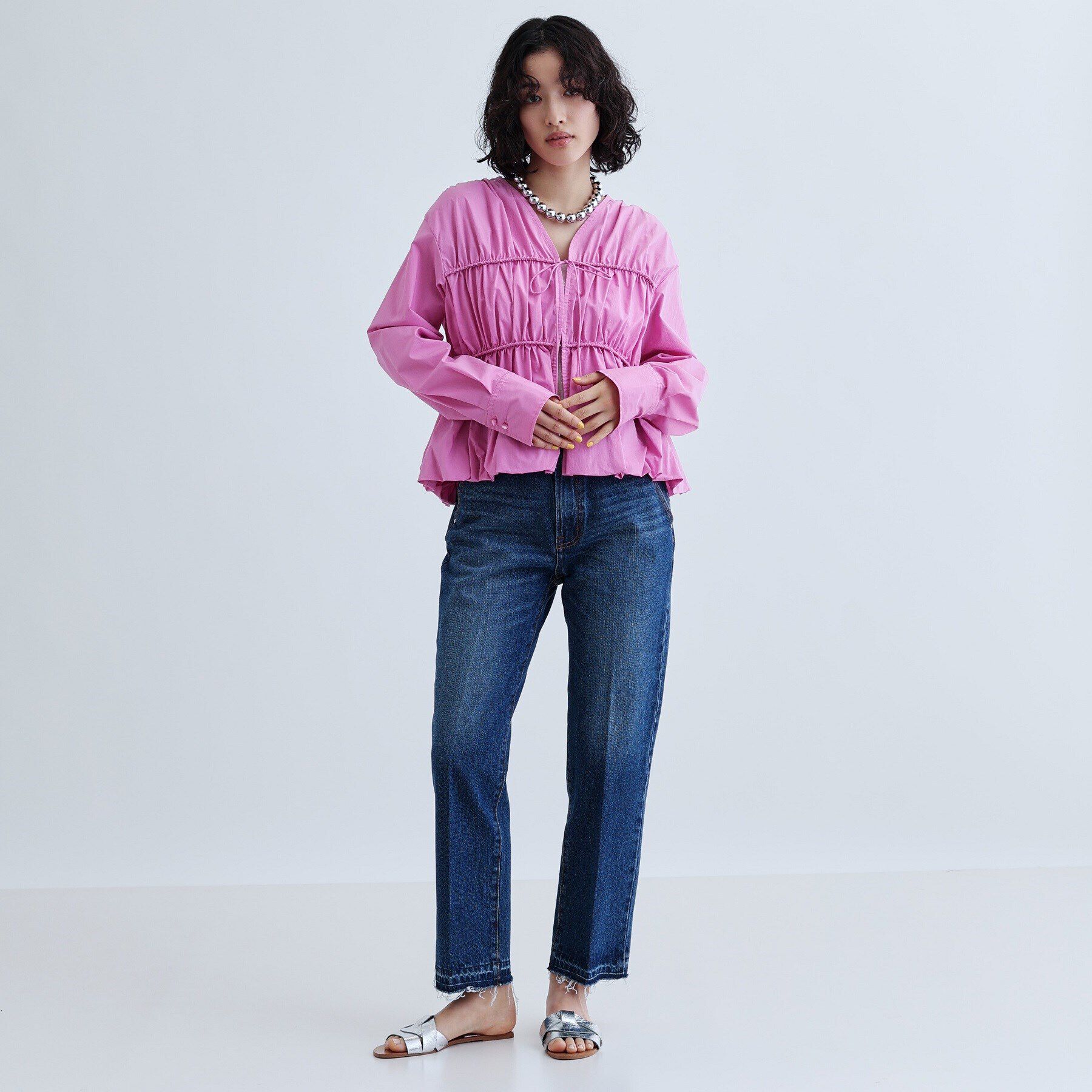 GALLEST「シャーリングギャザーブラウス【フロントボタン/前開き】」|シャツ・ブラウス|