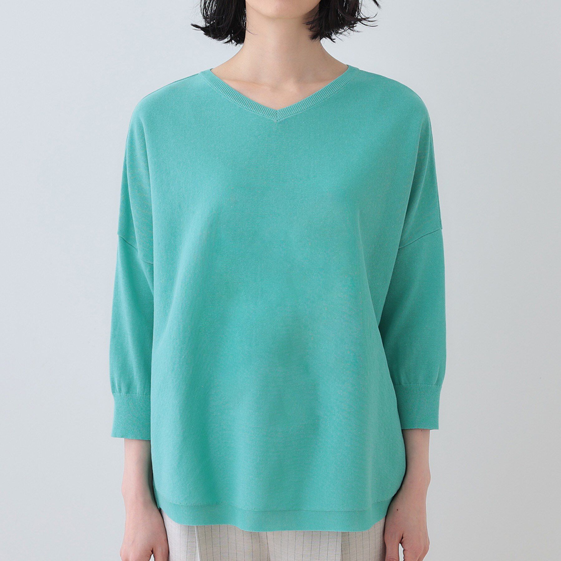 INDIVI「【洗える】コットンリネン ドルマンニット」|ニット・セーター|