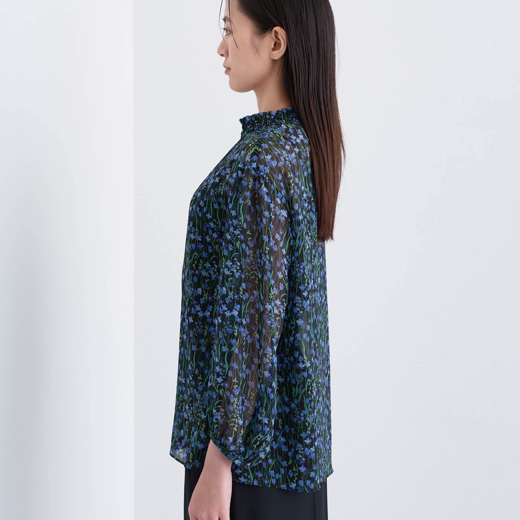 INDIVI「【秋映え柄/セットアップ可能】フラワーシフォンブラウス」|シャツ・ブラウス|