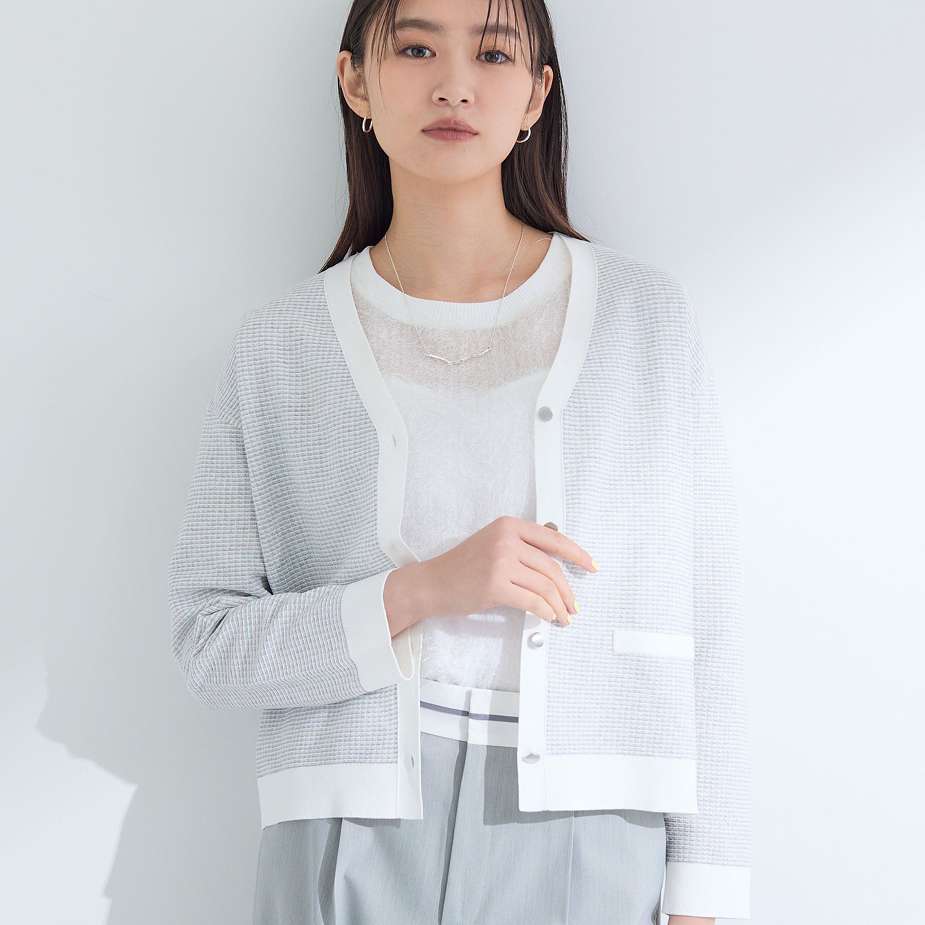 INDIVI「【軽く羽織れる/洗える】ジャケット風カーディガン」|カーディガン|
