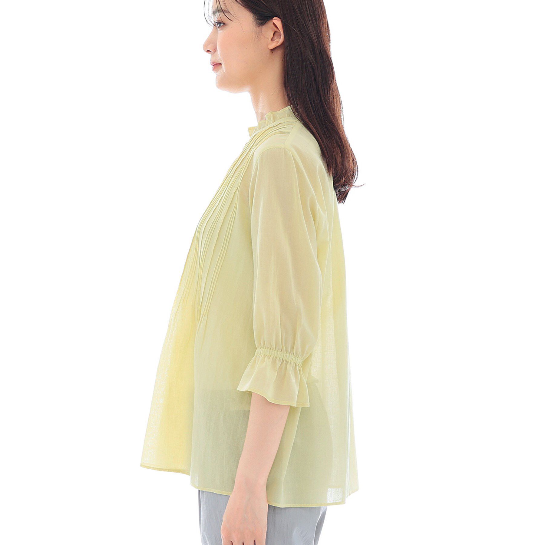 INDIVI「【洗える/コットン】ピンタックシアーブラウス」|シャツ・ブラウス|