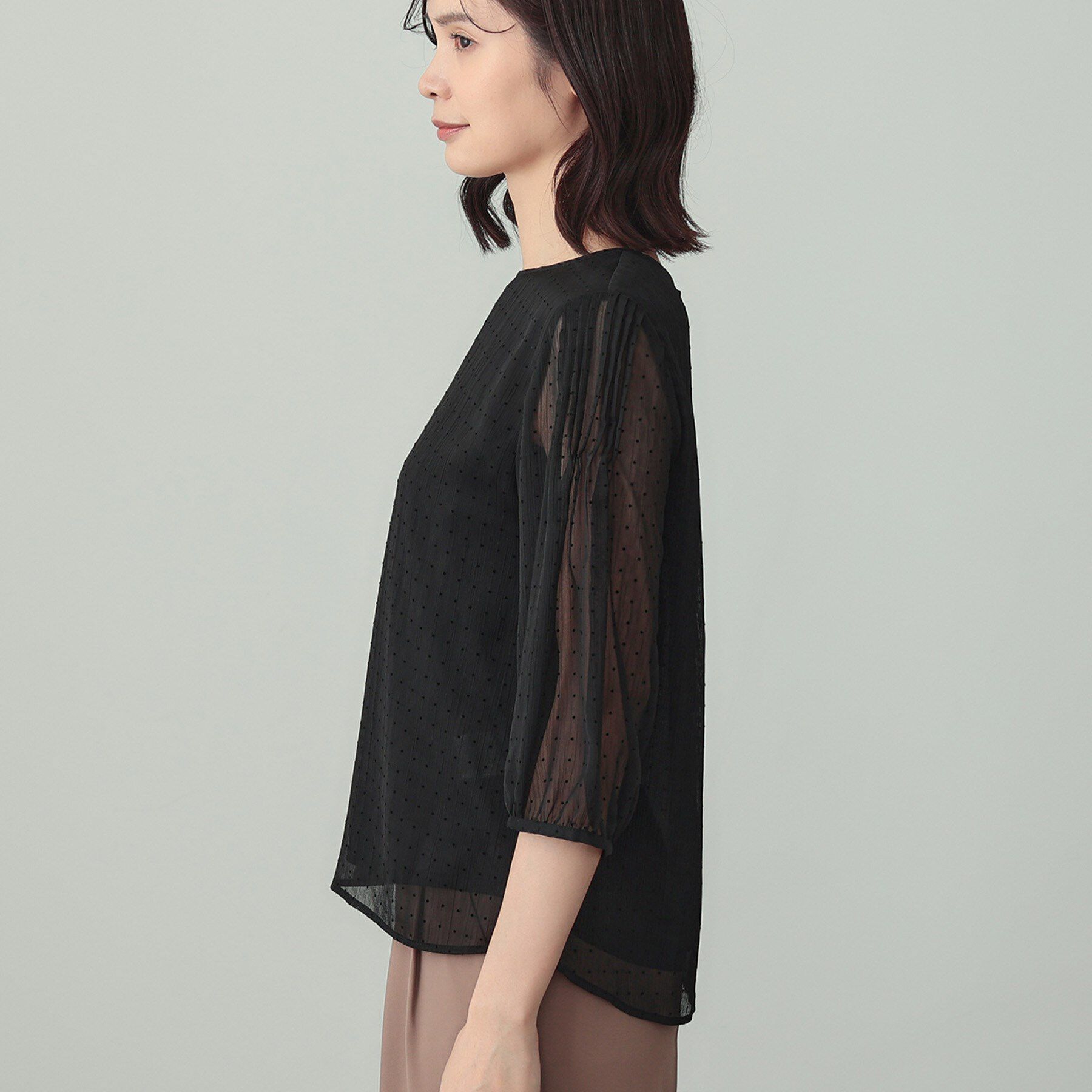 INDIVI「フロッキードットブラウス」|シャツ・ブラウス|