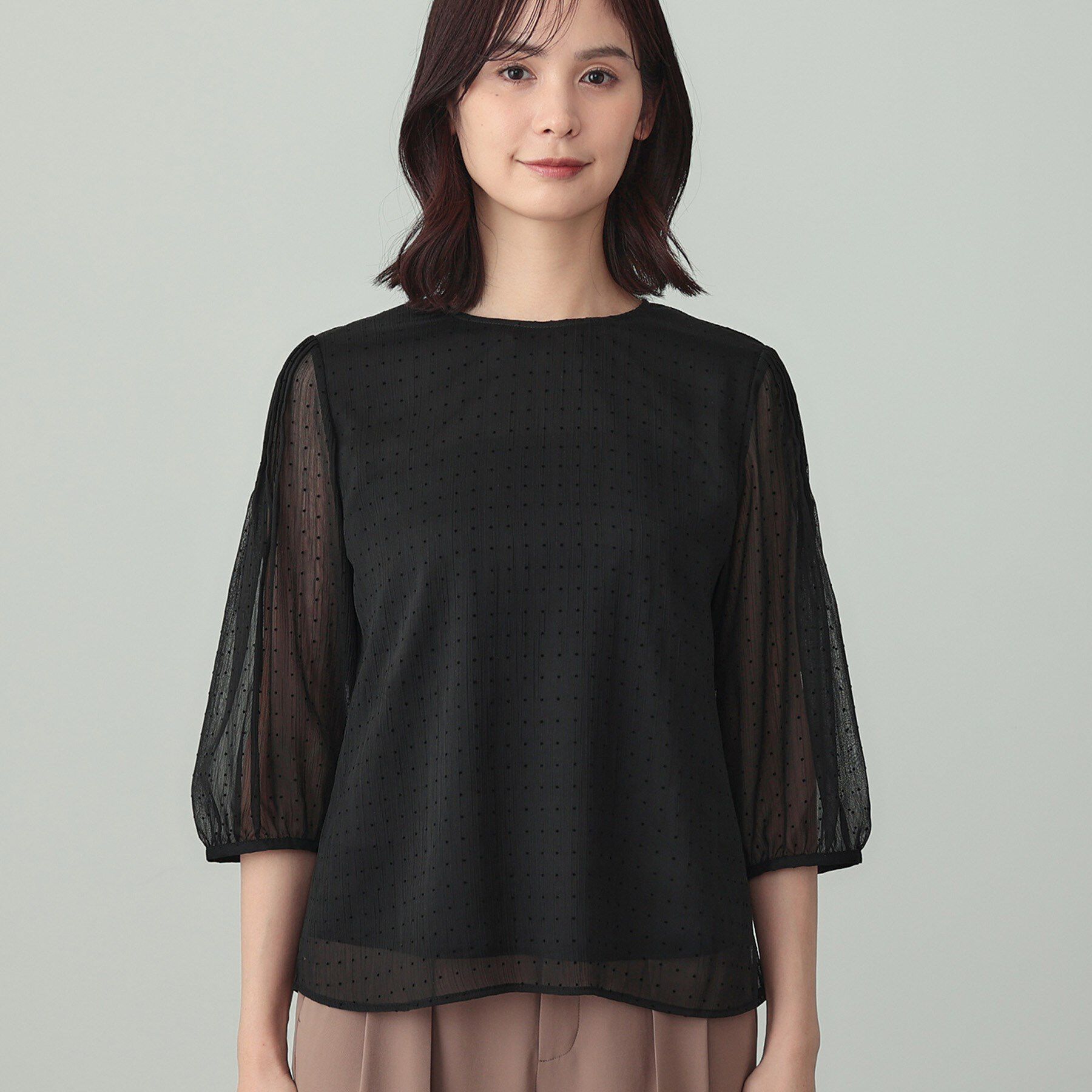 INDIVI「フロッキードットブラウス」|シャツ・ブラウス|