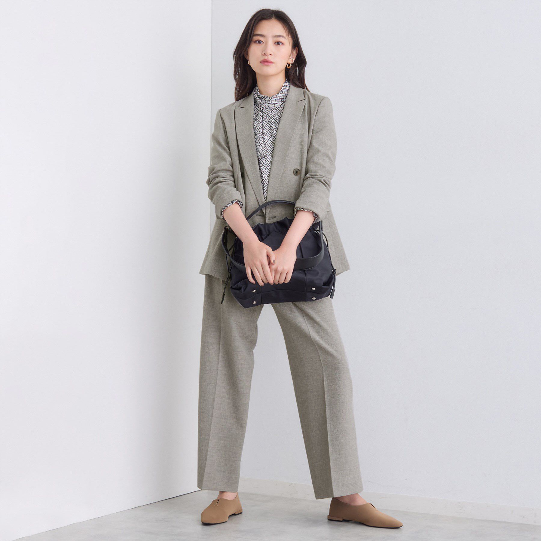 INDIVI「【洗える／セットアップ可能】凹凸ストレッチ素材ダブルジャケット」|テーラードジャケット|