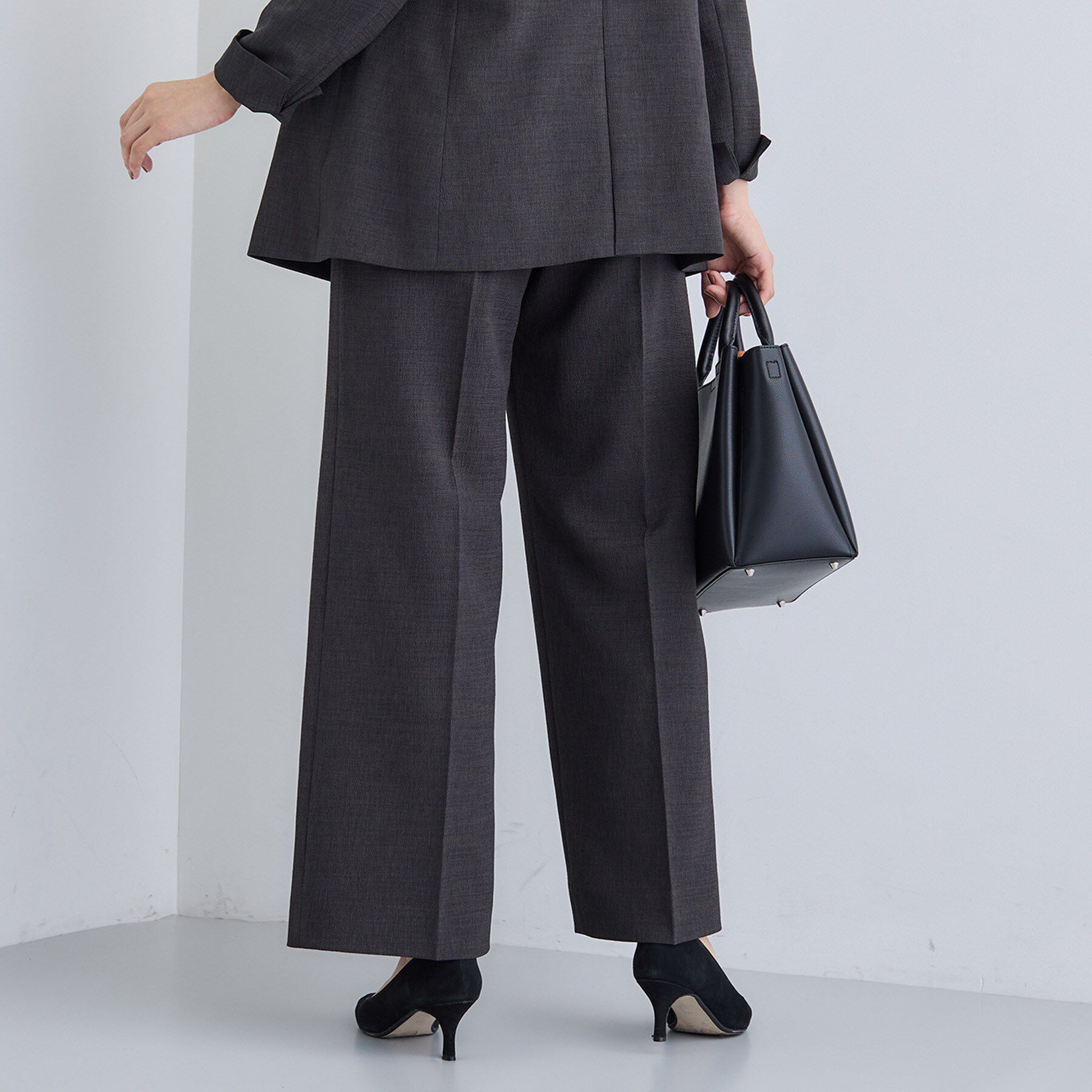 INDIVI「【洗える／セットアップ可能】凹凸ストレッチ素材ストレートパンツ」|その他|