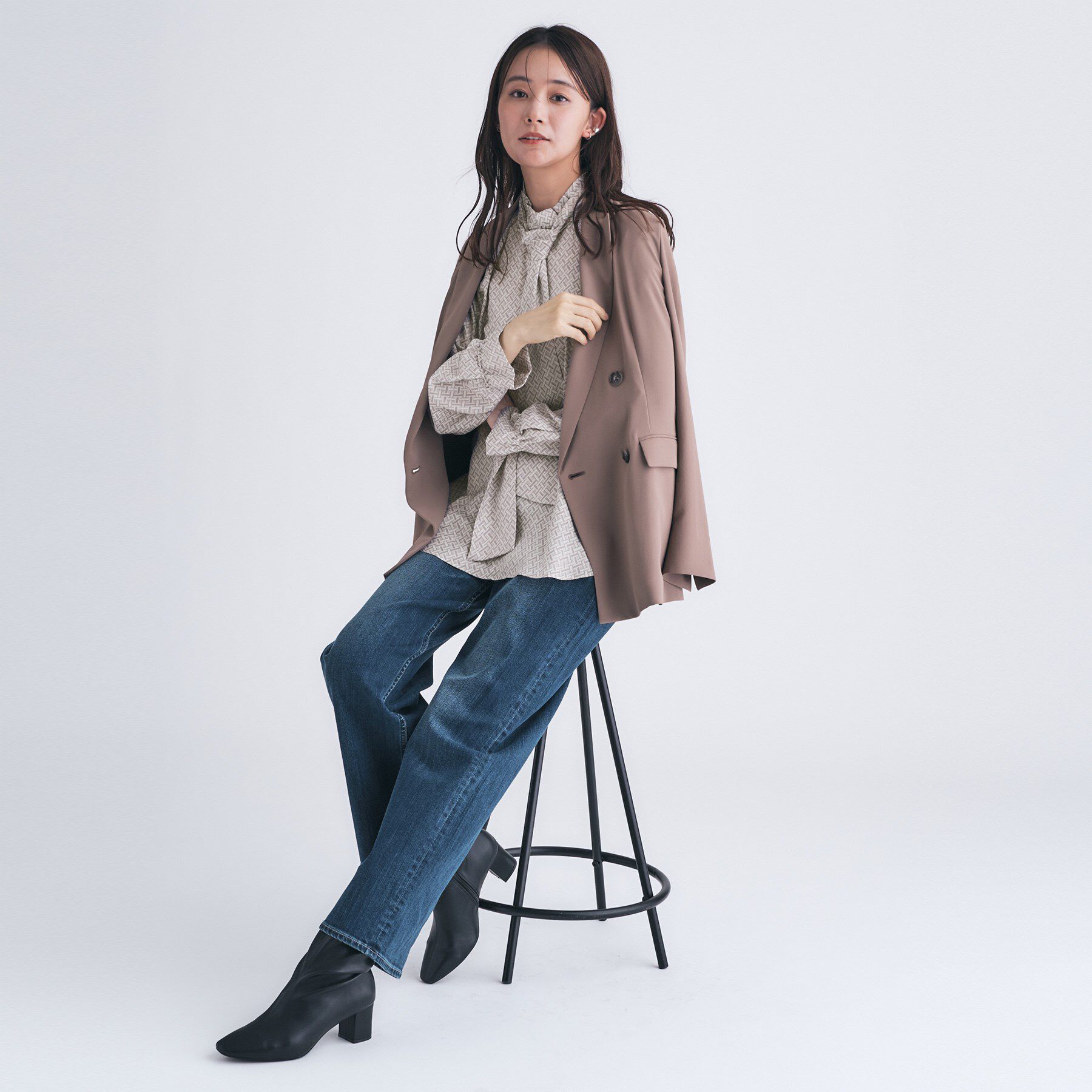 INDIVI「ジオメプリントボウタイブラウス」|シャツ・ブラウス|