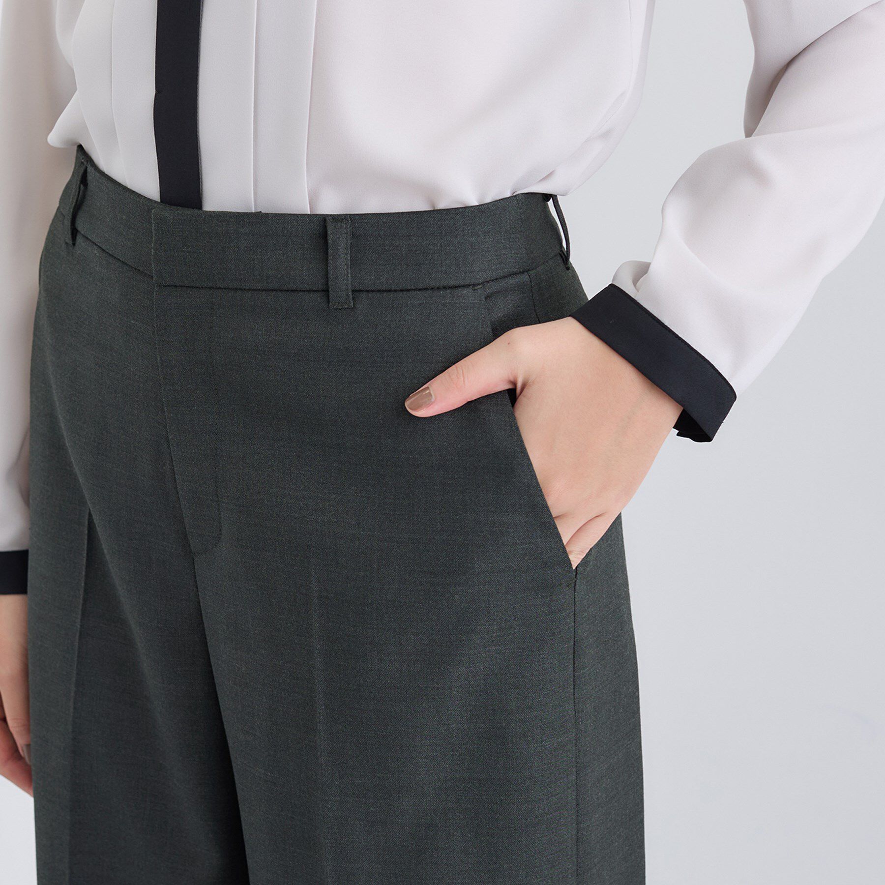 INDIVI「【日本製／スーツ／通勤】シルクウールストレッチ ワイドパンツ」|スーツ|