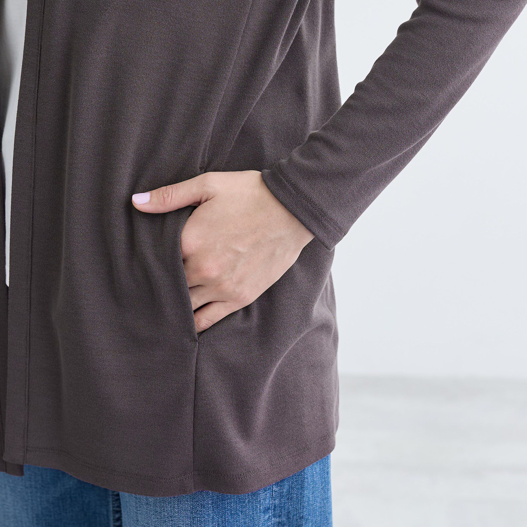 INDIVI「【UVケア】着流しミドル丈カーディガンジャージ」|カーディガン|