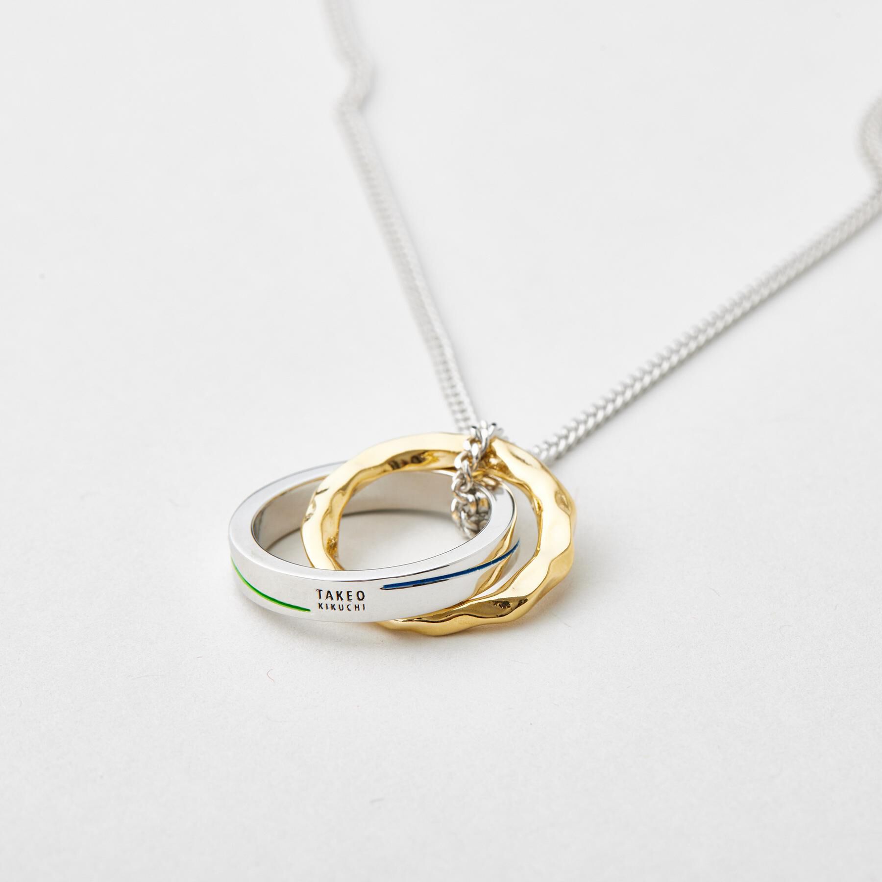 TAKEO KIKUCHI「カラードトップ ダブルリングネックレス」|ネックレス|