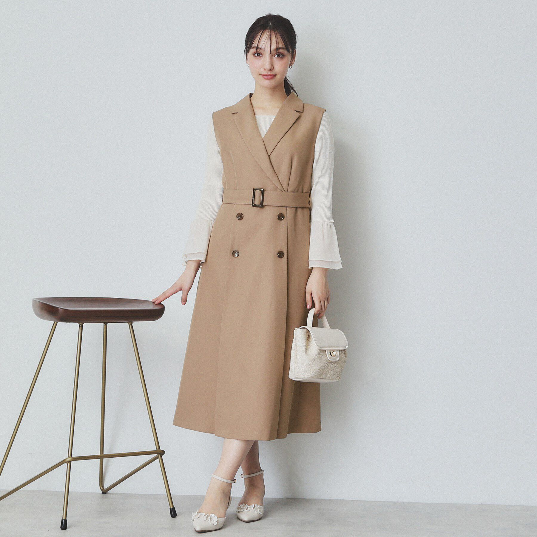 index「衿付きトレンチワンピース【洗濯機洗い可/防シワ/イージーアイロン】」|ワンピース|