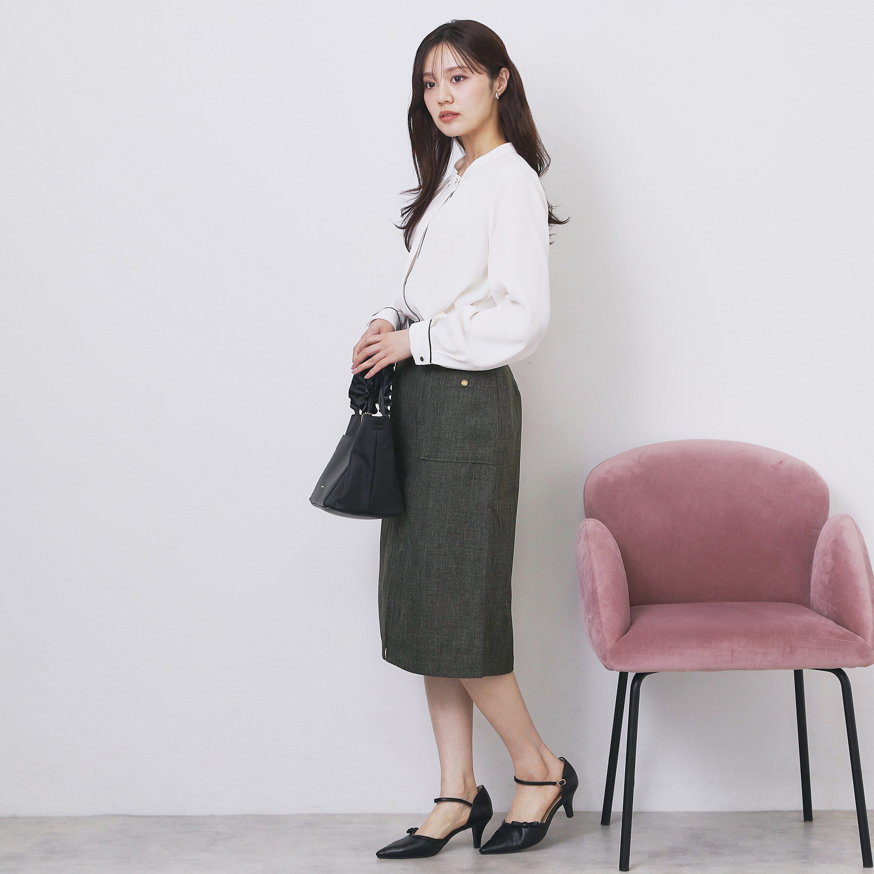 index「ツイード調フロントジップタイトスカート【洗濯機OK/防シワ】」|スカート|