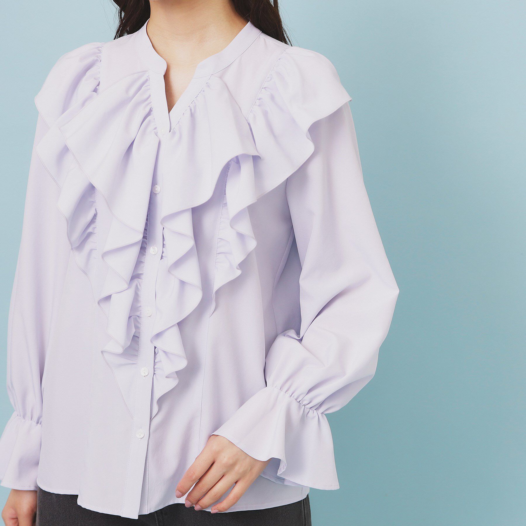 index「フリルデザインスキッパーブラウス【洗濯機OK/イージーアイロン】」|シャツ・ブラウス|