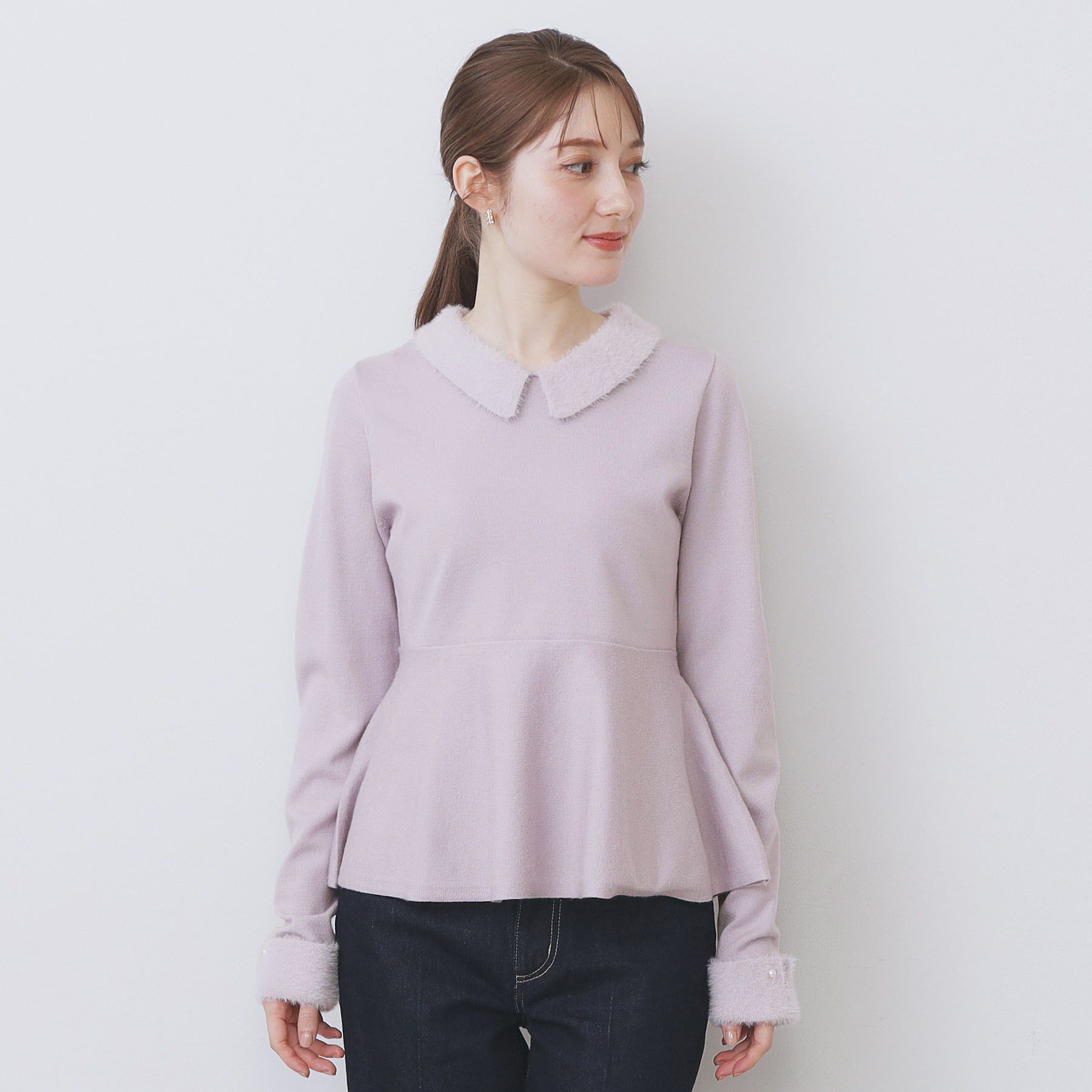 index「フェザードッキングペプラムニット【洗濯機OK】」|ニット・セーター|