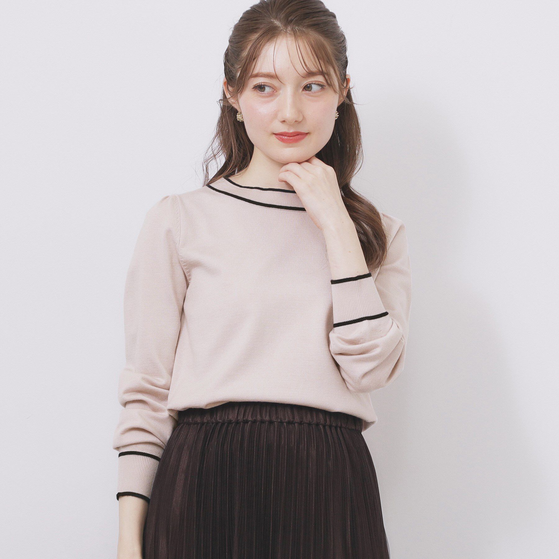 index「サイドリボンバイカラーニット【洗濯機OK】」|ニット・セーター|