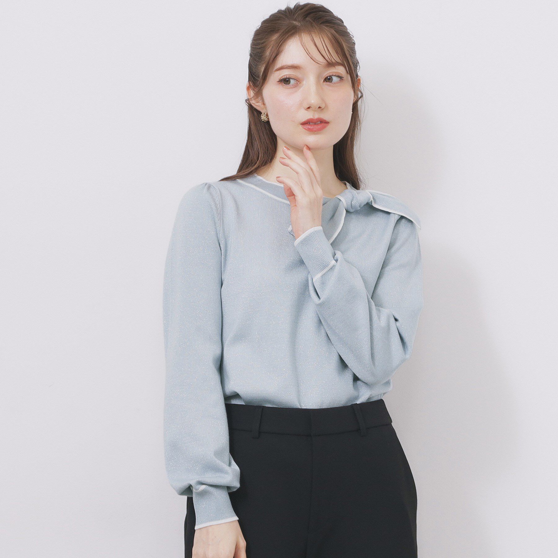 index「サイドリボンバイカラーニット【洗濯機OK】」|ニット・セーター|