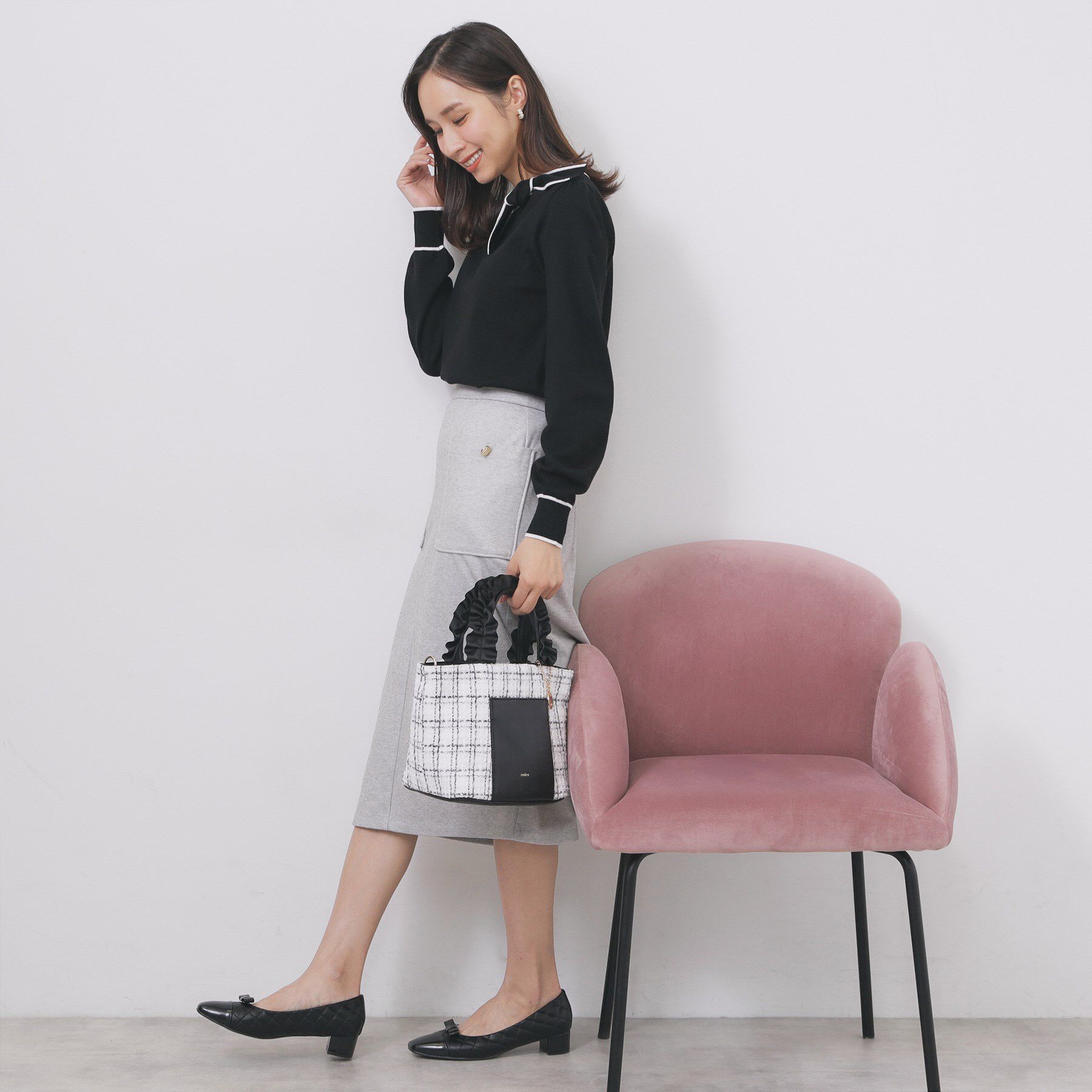 index「サイドリボンバイカラーニット【洗濯機OK】」|ニット・セーター|