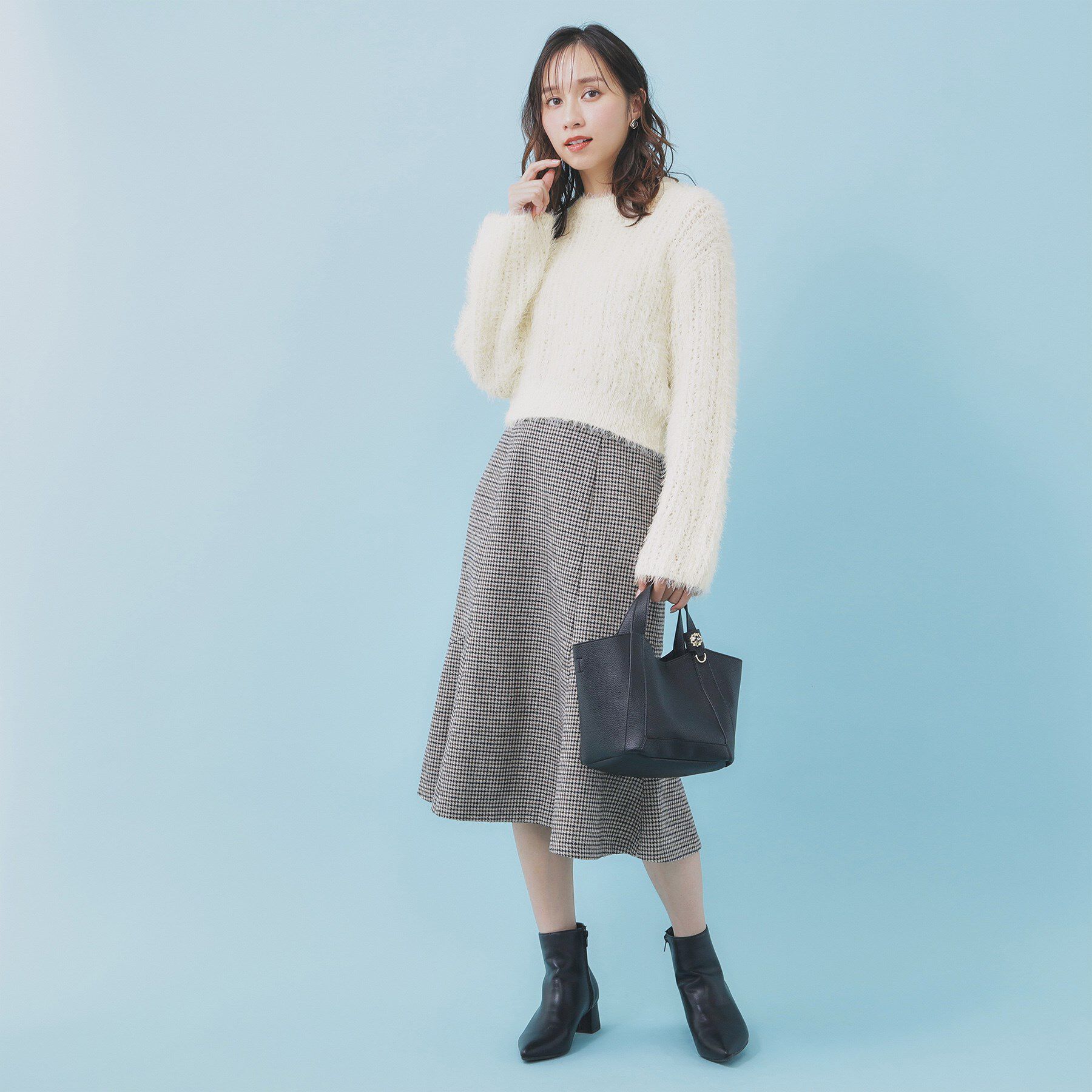 index「透かし編みショートフェザーニット【洗濯機OK】」|ニット・セーター|