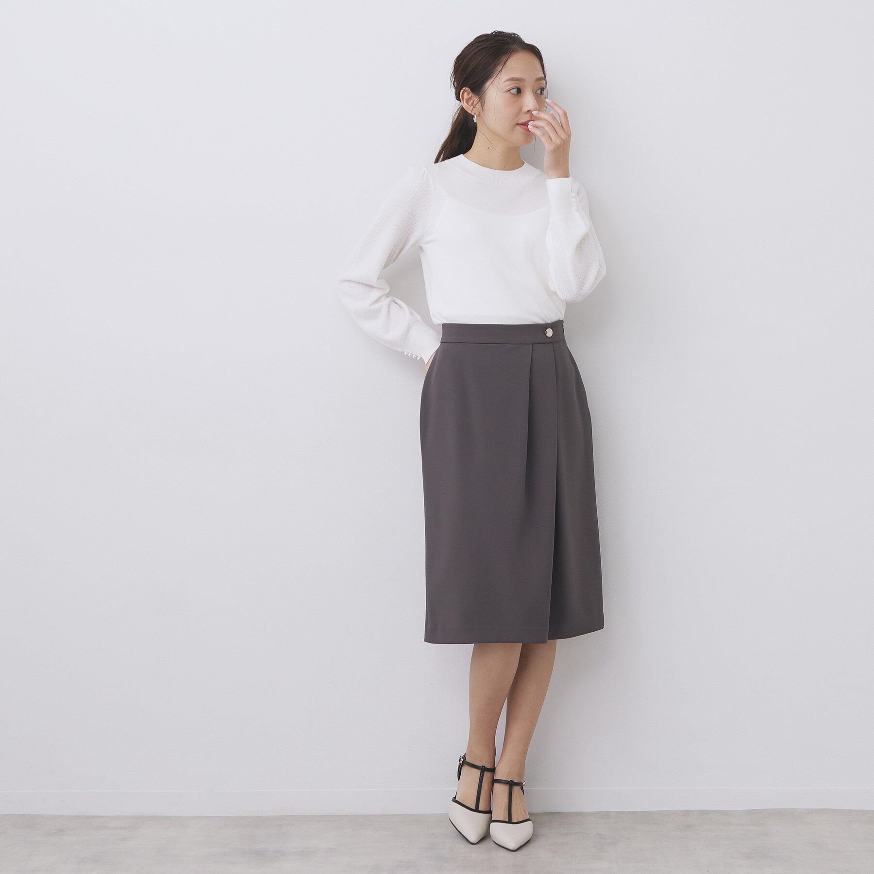 index「柄編みスリーブハイネックニット【洗濯機OK】」|ニット・セーター|