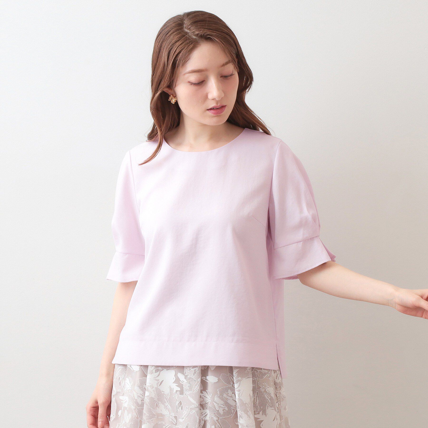 index「接触冷感タックパフスリーブブラウス【吸水速乾/防シワ/イージーアイロン/洗濯機OK】《XS～3L/6」|シャツ・ブラウス|