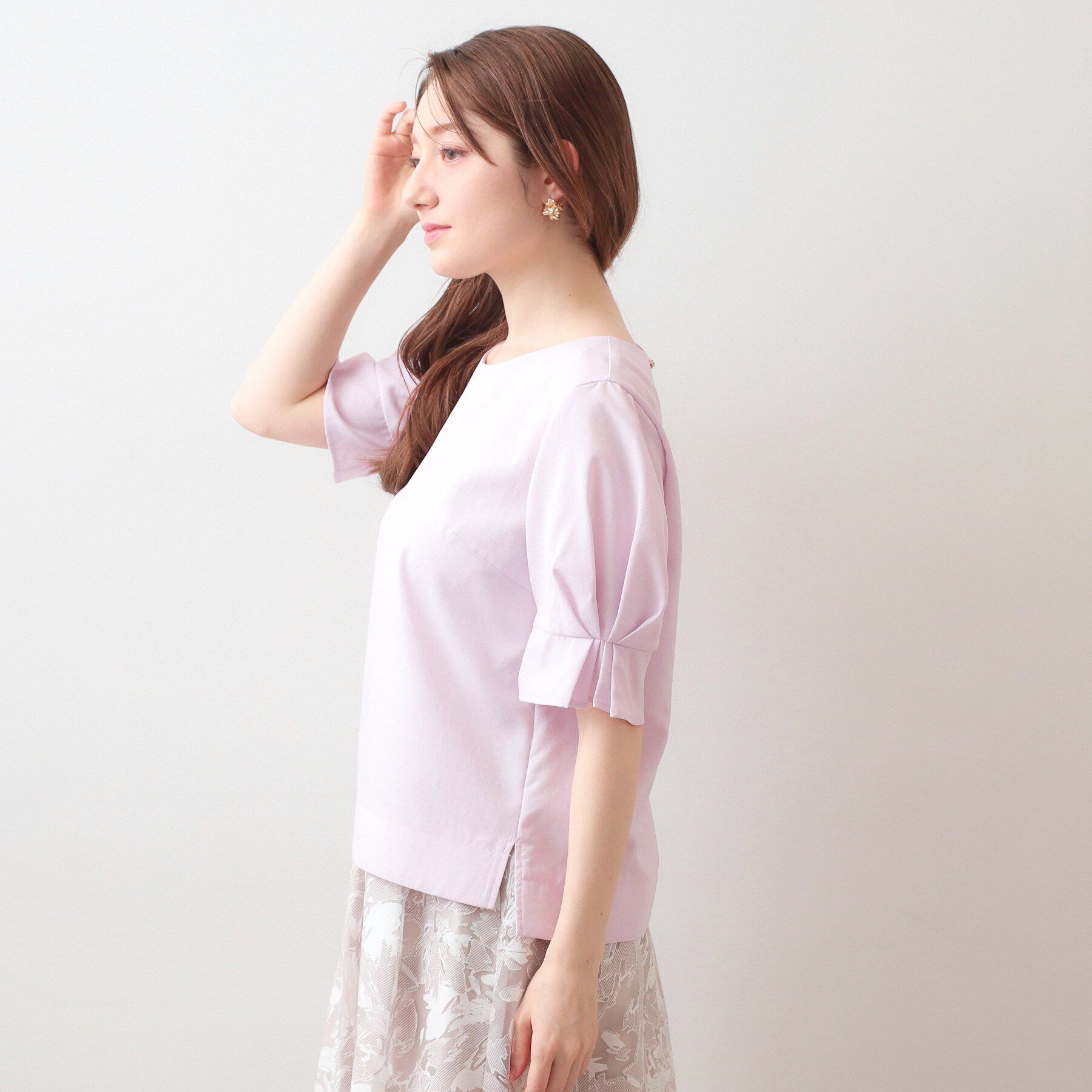 index「接触冷感タックパフスリーブブラウス【吸水速乾/防シワ/イージーアイロン/洗濯機OK】《XS～3L/6」|シャツ・ブラウス|