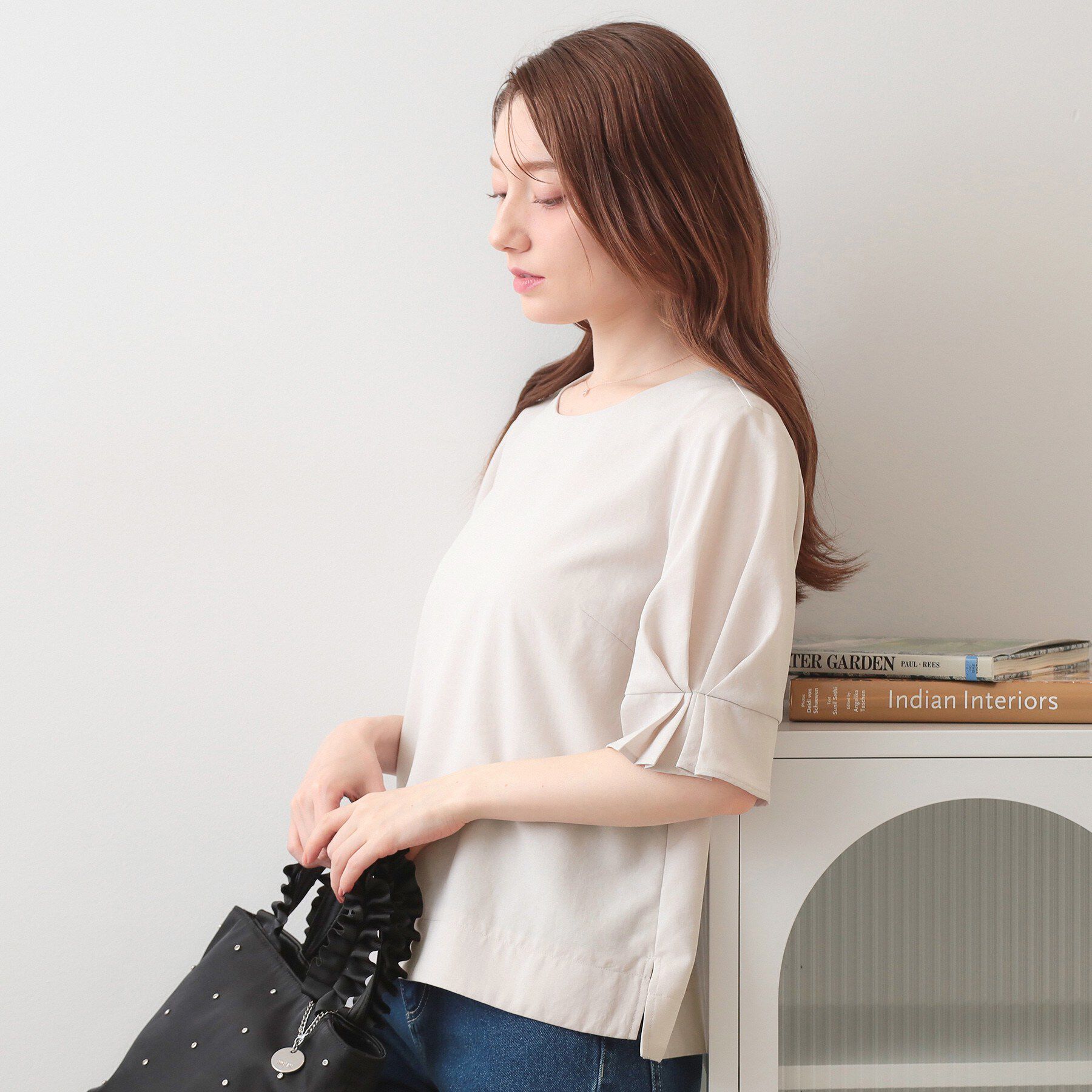 index「接触冷感タックパフスリーブブラウス【吸水速乾/防シワ/イージーアイロン/洗濯機OK】《XS～3L/6」|シャツ・ブラウス|