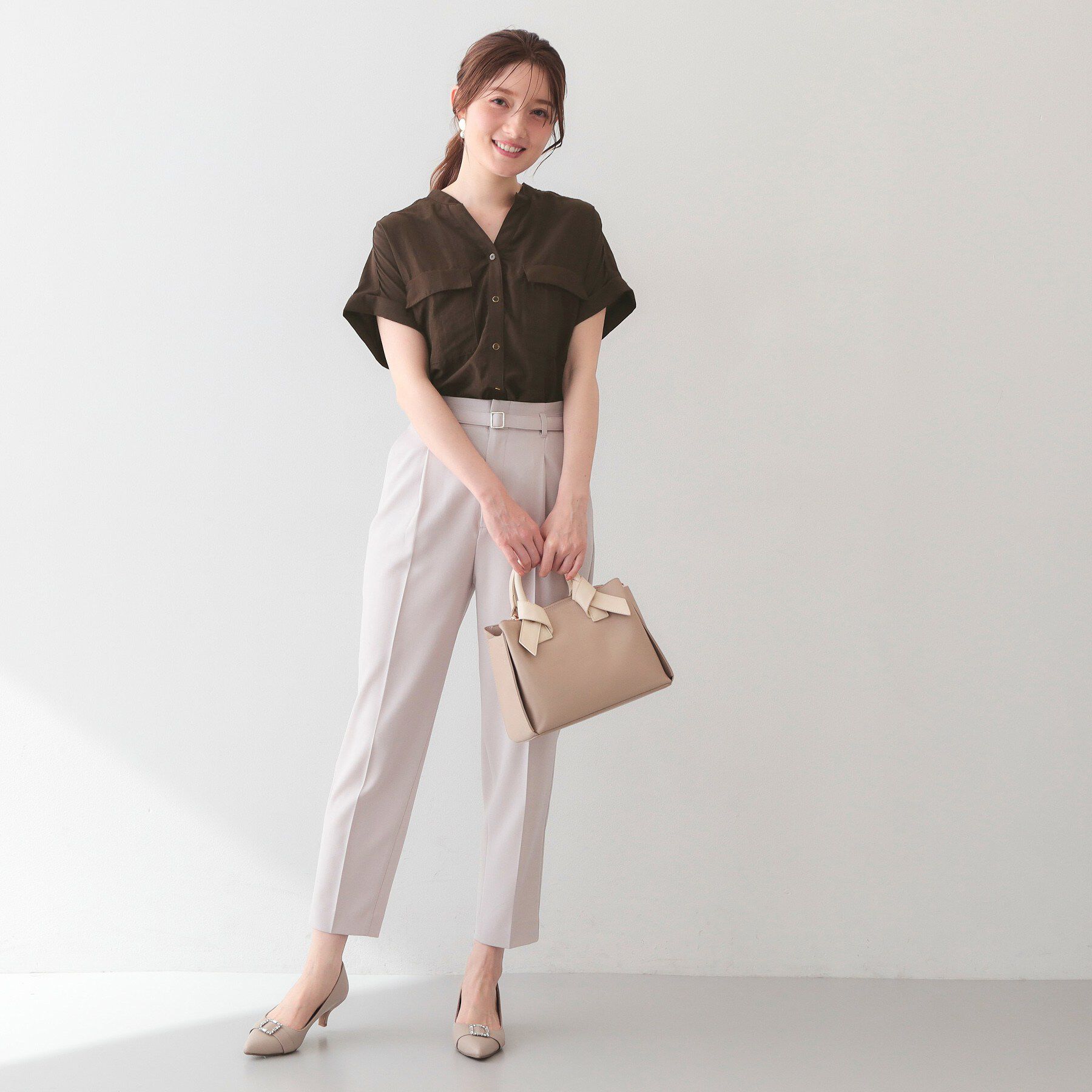 index「ダブルポケットスキッパーブラウス【洗濯機OK/接触冷感/吸水速乾/防シワ/イージーアイロン】《S～3」|シャツ・ブラウス|