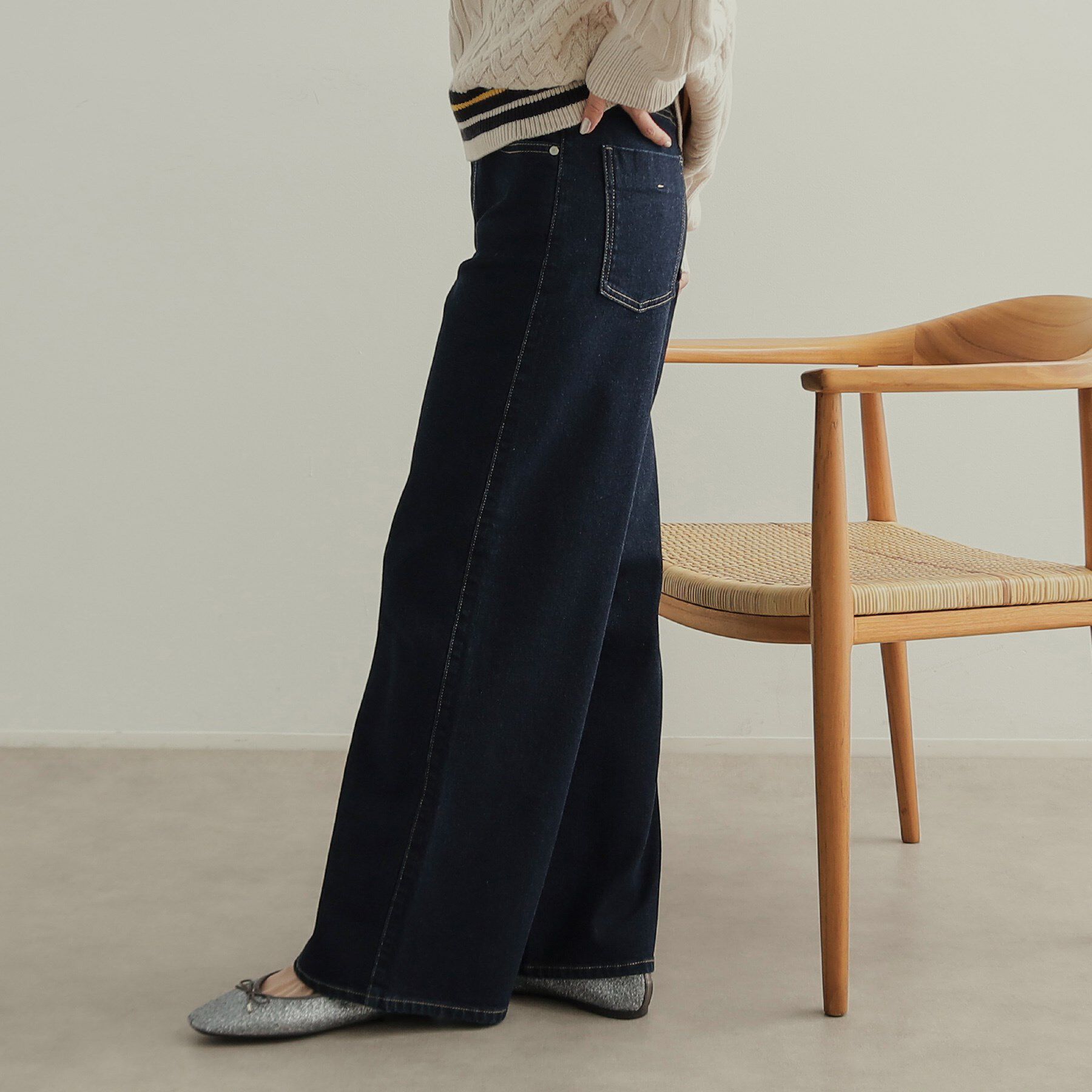 OPAQUE.CLIP「《SS-LLsize》ストレッチバギーデニム【洗濯機洗い可】」|デニム|