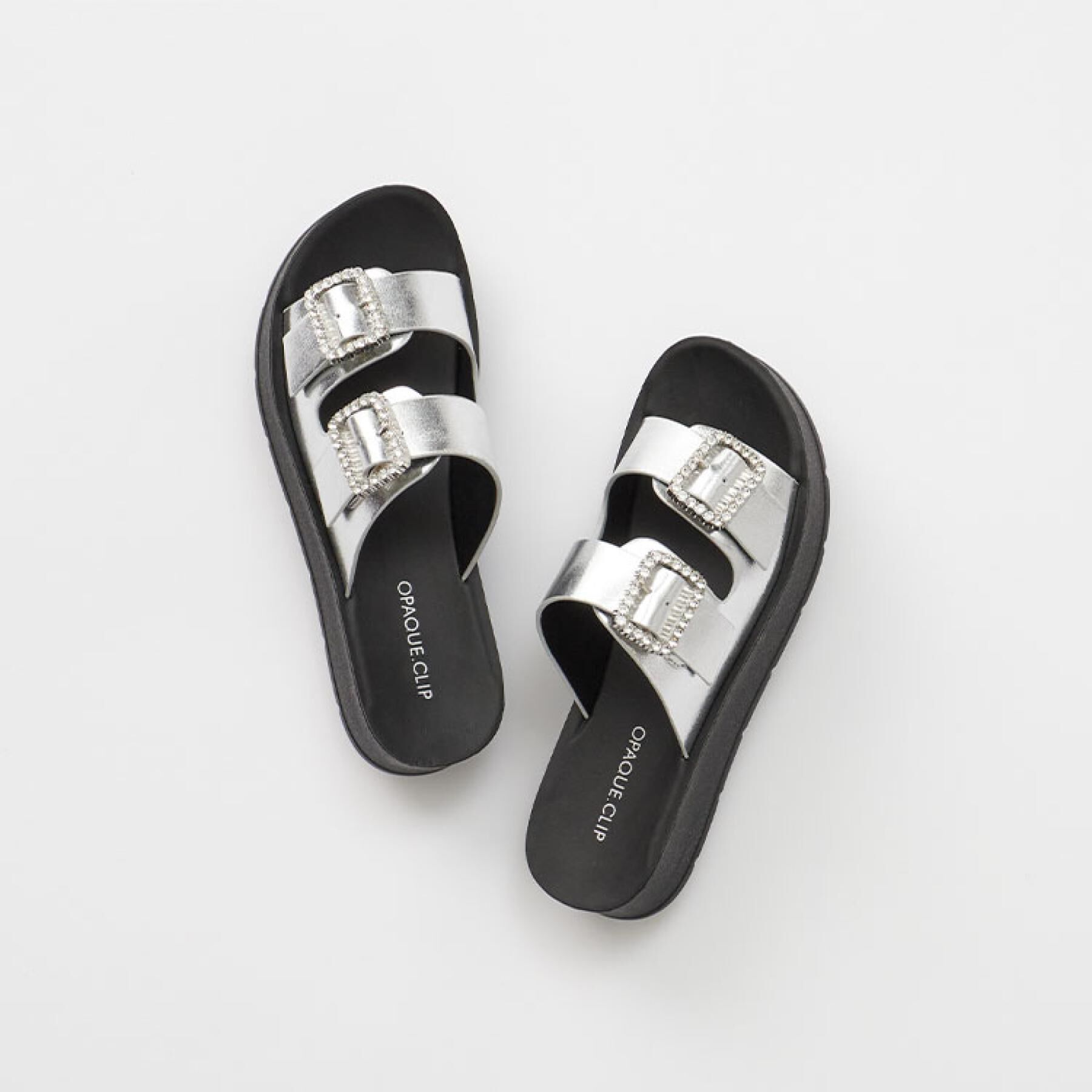 OPAQUE.CLIP「ビジューバックルダブルベルトサンダル」|サンダル|