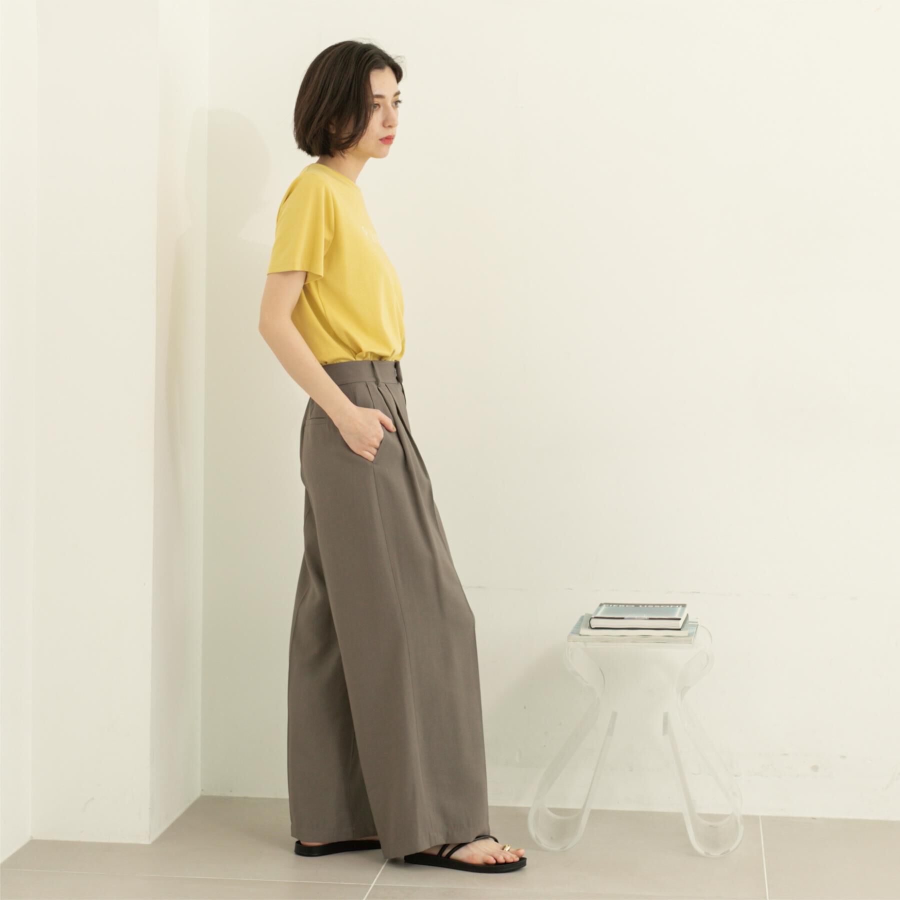 OPAQUE.CLIP「刺繍＆スパンコールロゴTシャツ【洗濯機洗い可】」|Tシャツ・カットソー|