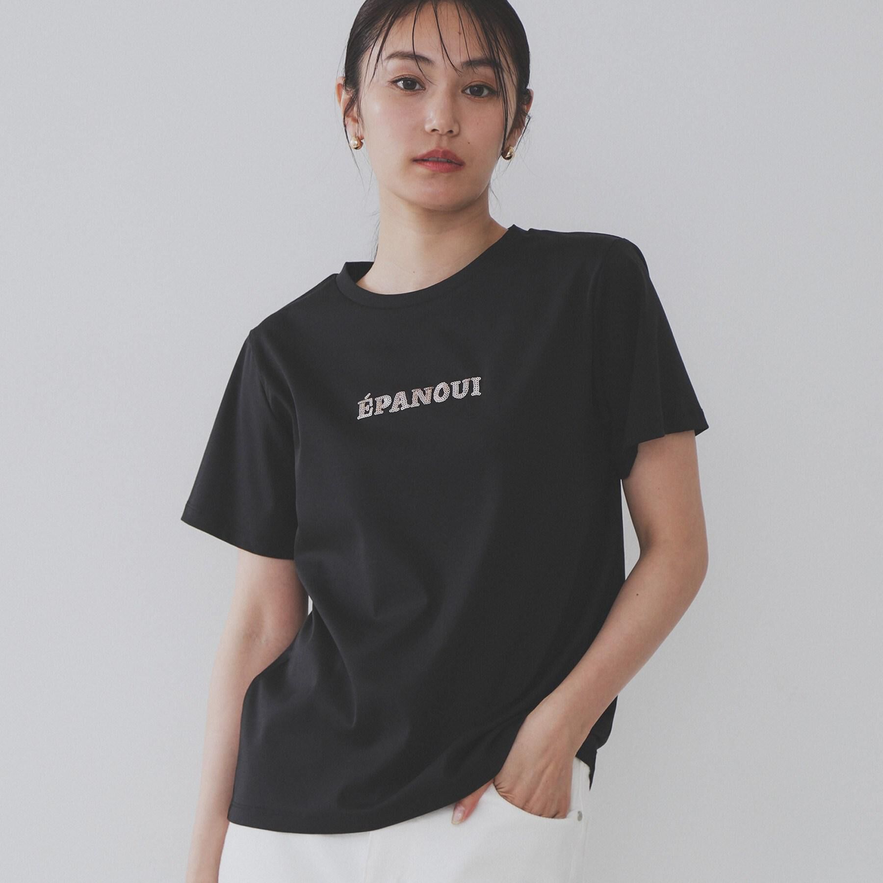 OPAQUE.CLIP「刺繍＆スパンコールロゴTシャツ【洗濯機洗い可】」|Tシャツ・カットソー|