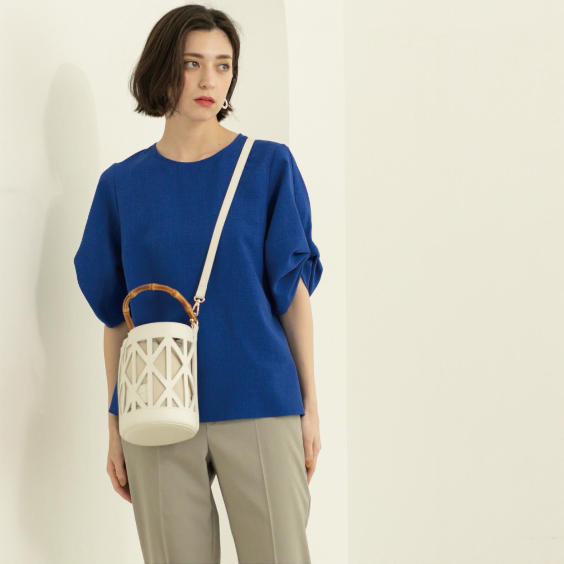 OPAQUE.CLIP「リネンライクタックスリーブブラウス【洗濯機洗い可/吸水速乾/接触冷感】」|シャツ・ブラウス|