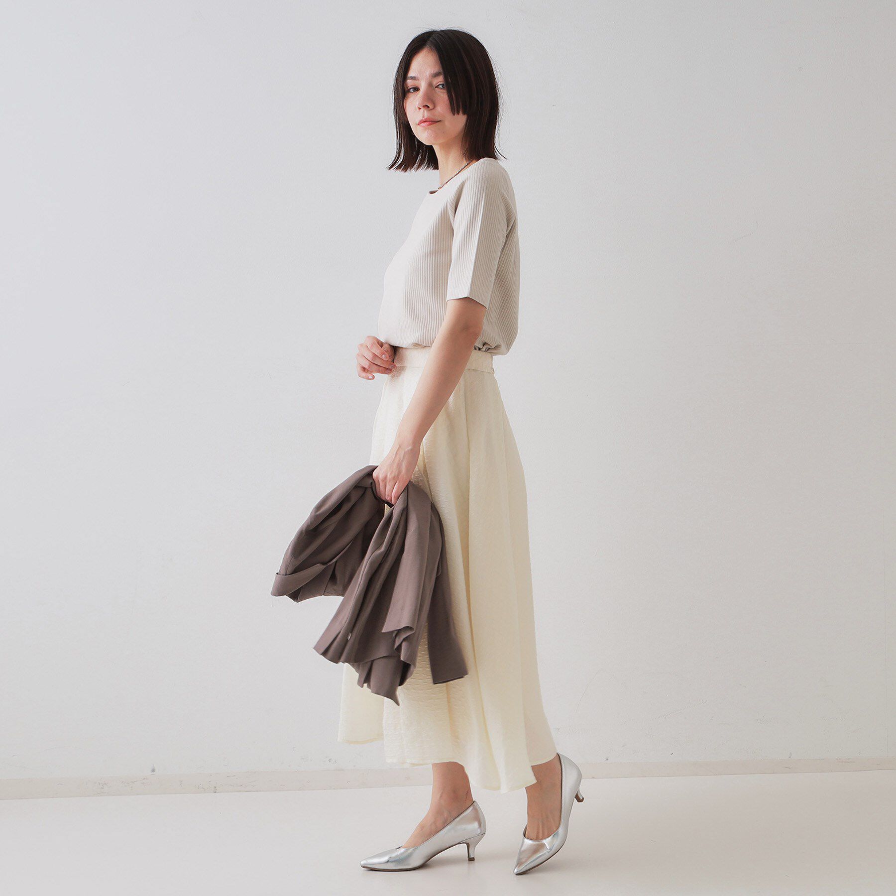 OPAQUE.CLIP「ボートネックリブカットソー【洗濯機洗い可】」|Tシャツ・カットソー|