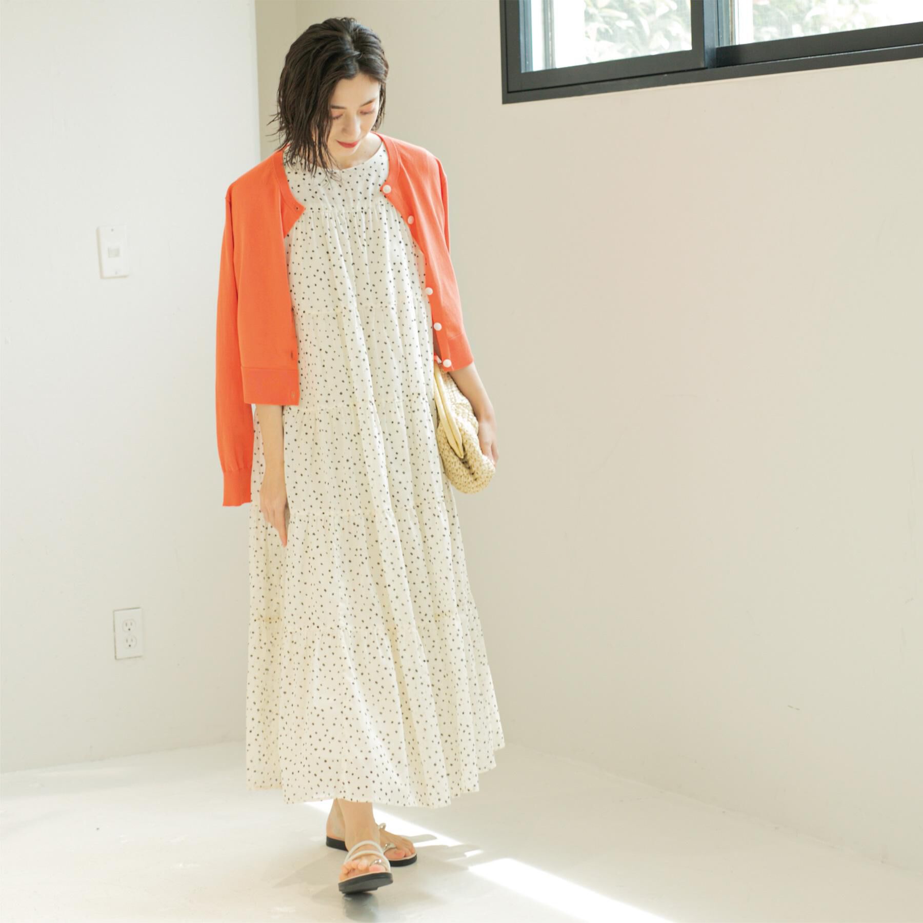 OPAQUE.CLIP「《Can Cam掲載》ティアードマキシドレス/オーガニックコットン混【洗濯機洗い可】」|ワンピース|