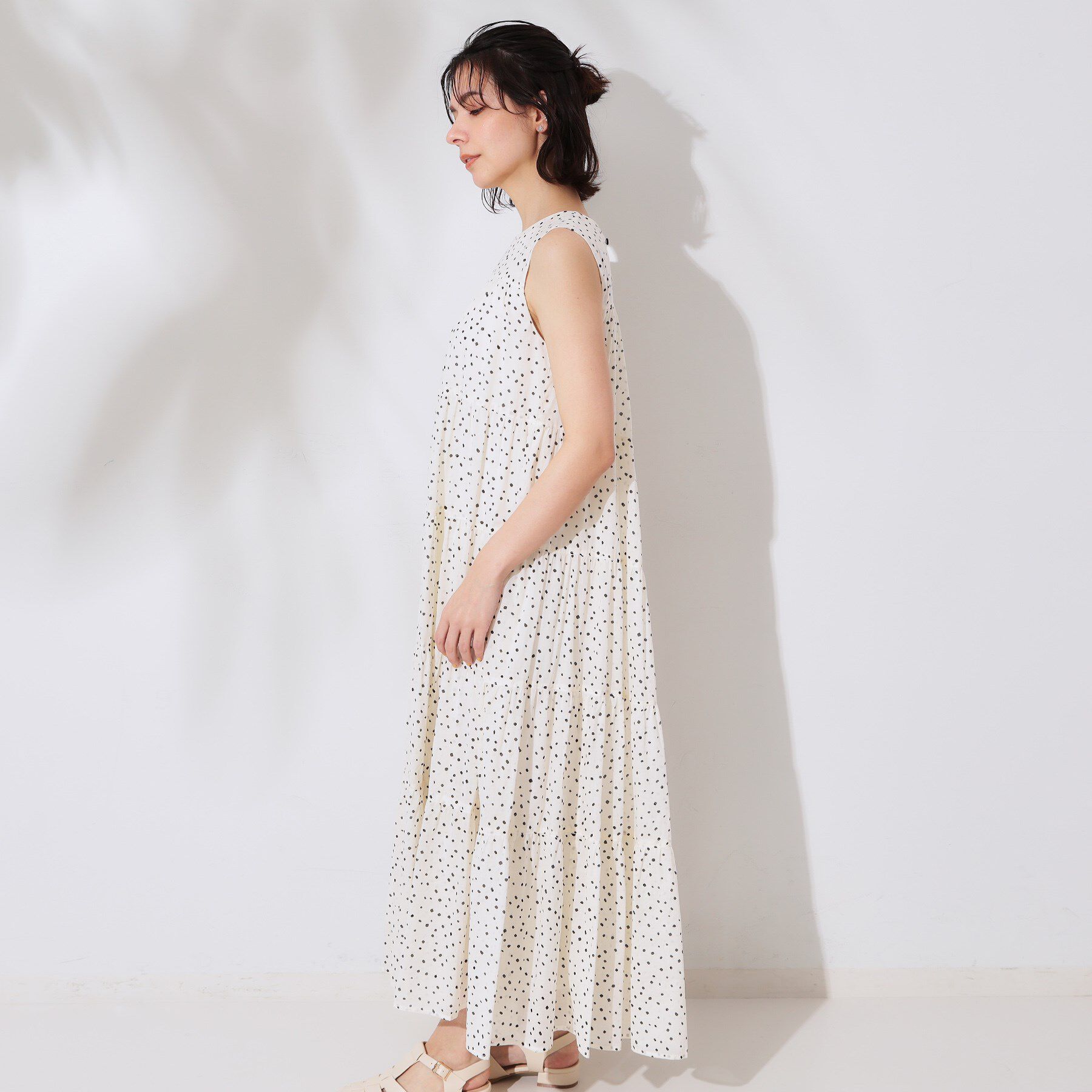 OPAQUE.CLIP「《Can Cam掲載》ティアードマキシドレス/オーガニックコットン混【洗濯機洗い可】」|ワンピース|