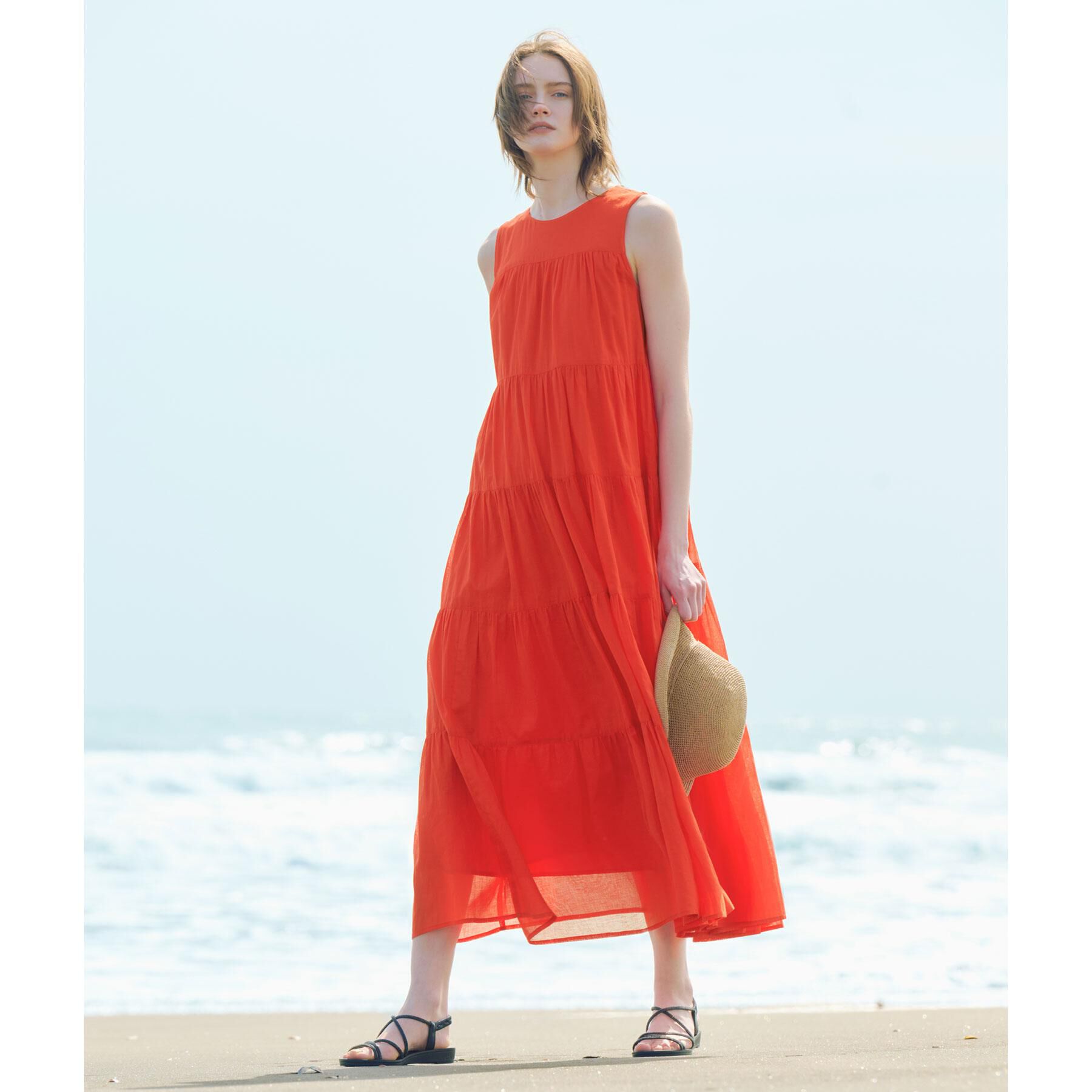 OPAQUE.CLIP「《Can Cam掲載》ティアードマキシドレス/オーガニックコットン混【洗濯機洗い可】」|ワンピース|