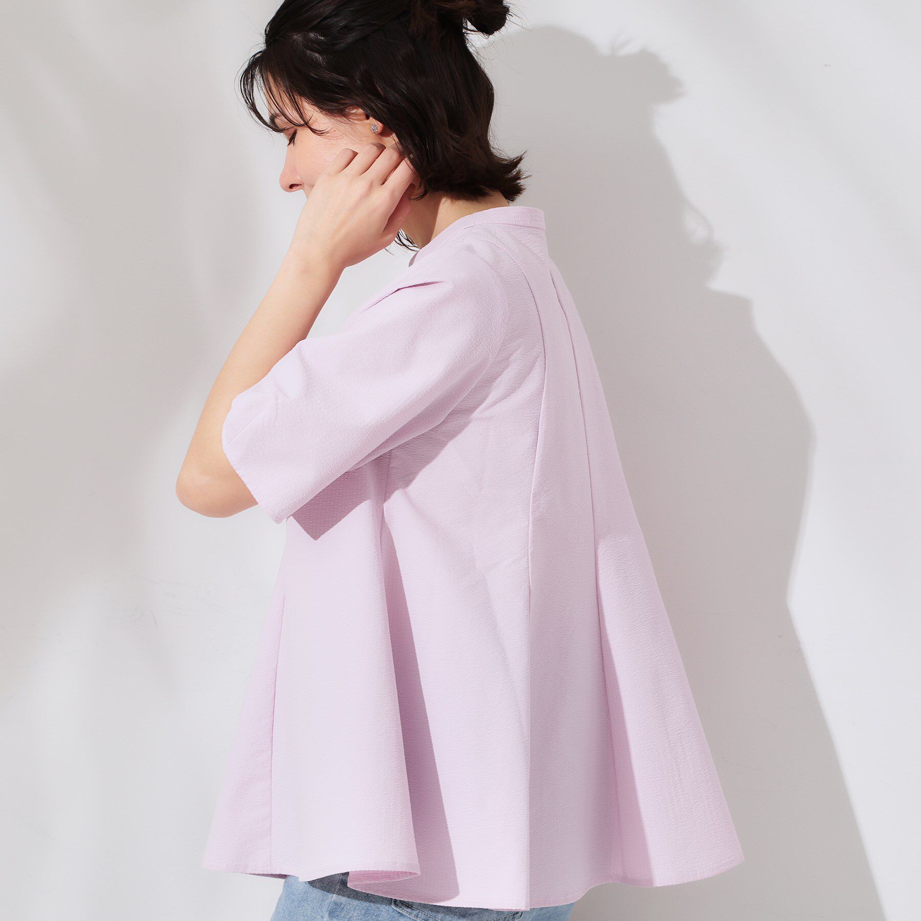 OPAQUE.CLIP「サッカーストライプペプラムブラウス【吸水速乾/イージーアイロン/洗濯機洗い可】」|シャツ・ブラウス|