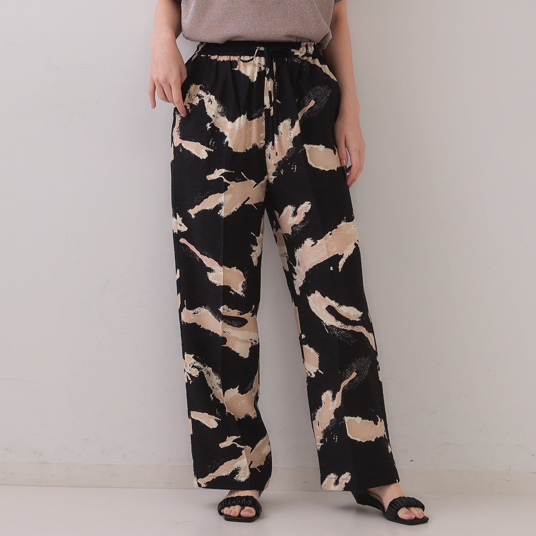 OPAQUE.CLIP「ぼかしアート柄イージーパンツ【洗濯機洗い可】」|その他|ブラック(119)