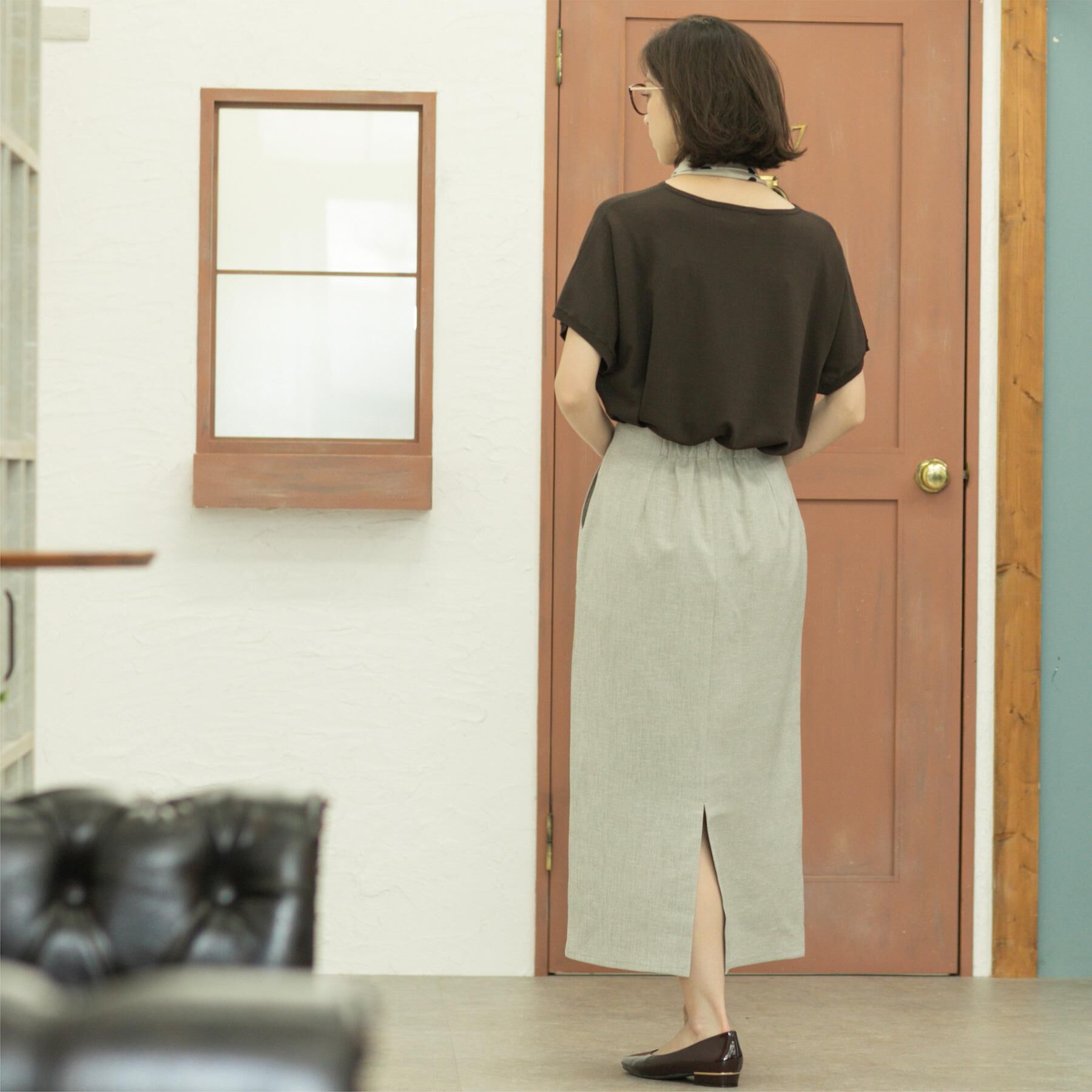 OPAQUE.CLIP「《美人百花掲載》ストレッチリネンライクタイトスカート【洗濯機洗い可】」|スカート|