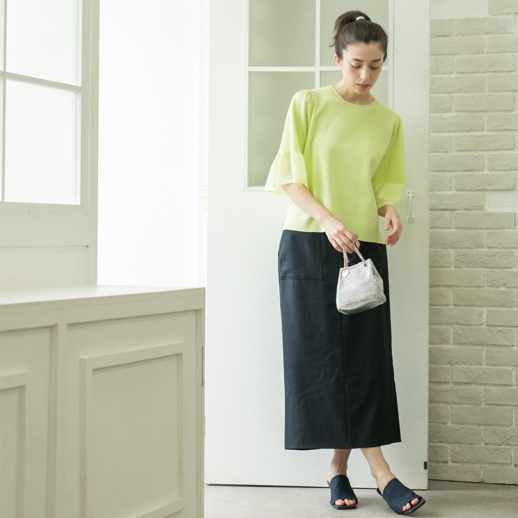 OPAQUE.CLIP「《美人百花掲載》ストレッチリネンライクタイトスカート【洗濯機洗い可】」|スカート|