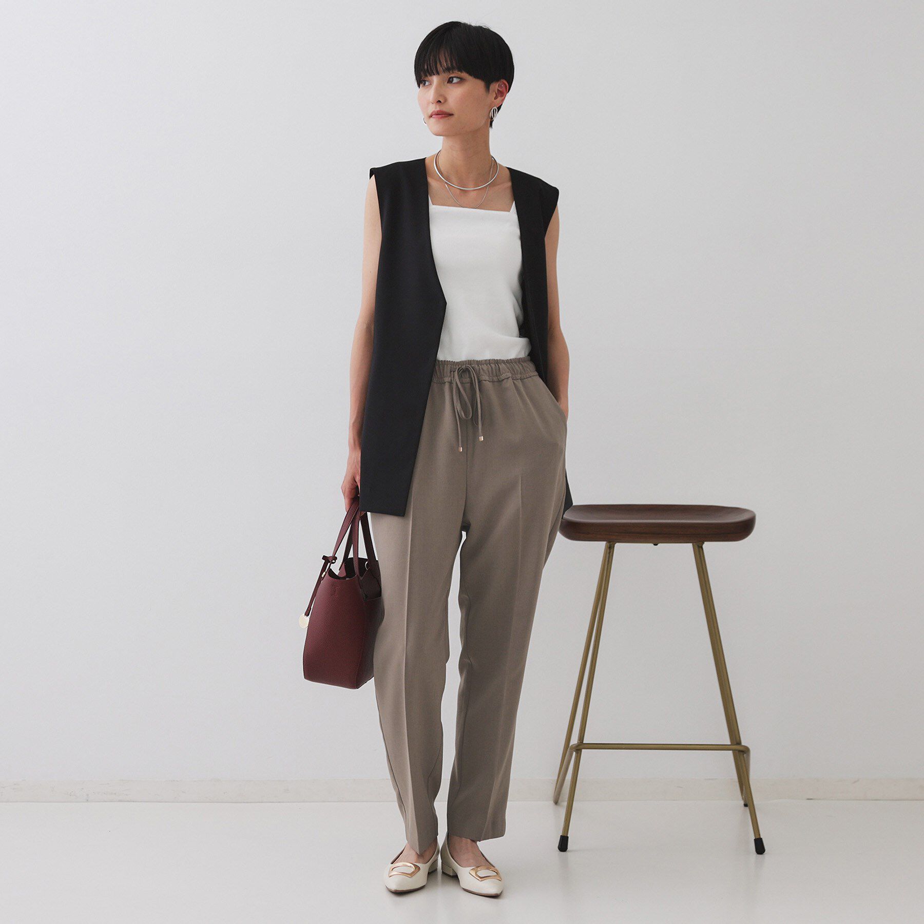 OPAQUE.CLIP「美脚イージーテーパードパンツ【防シワ/洗濯機洗い可/抗ピル/ストレッチ】《丈が選べる/SS-LLサイ」|その他|