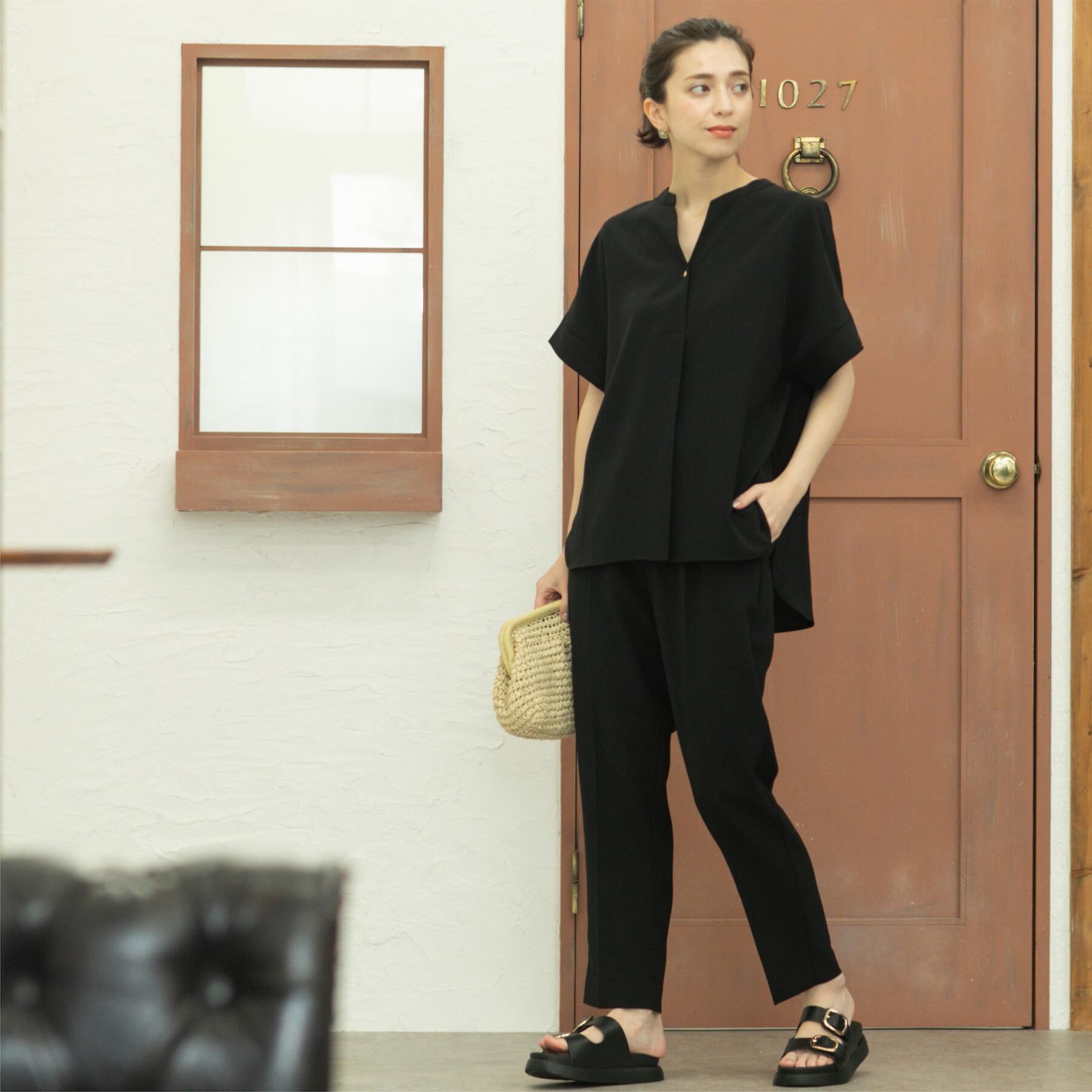 OPAQUE.CLIP「美脚イージーテーパードパンツ【防シワ/洗濯機洗い可/抗ピル/ストレッチ】《丈が選べる/SS-LLサイ」|その他|