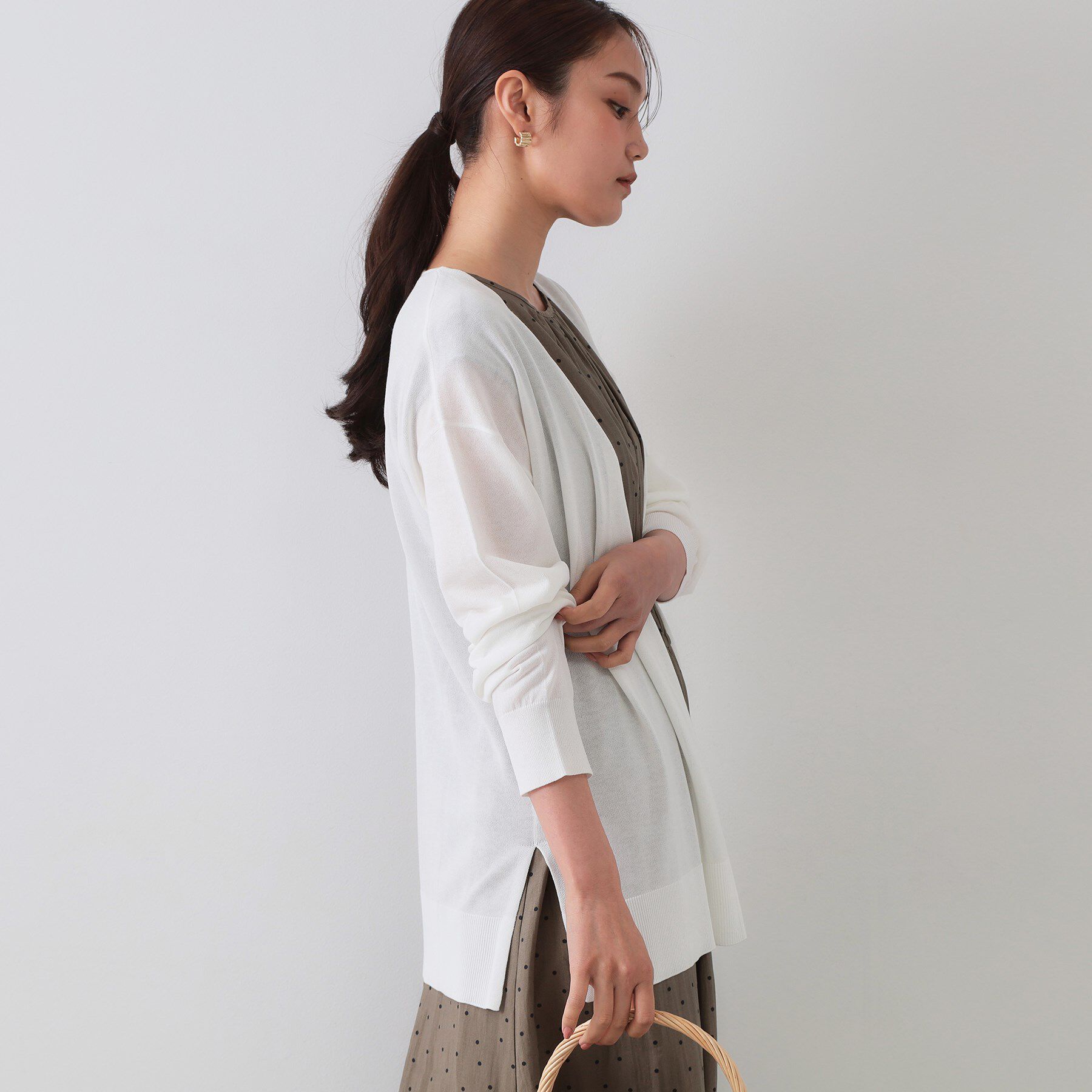 OPAQUE.CLIP「ミドル丈トッパーニットカーディガン【洗濯機洗い可/接触冷感/抗ピル】」|カーディガン|