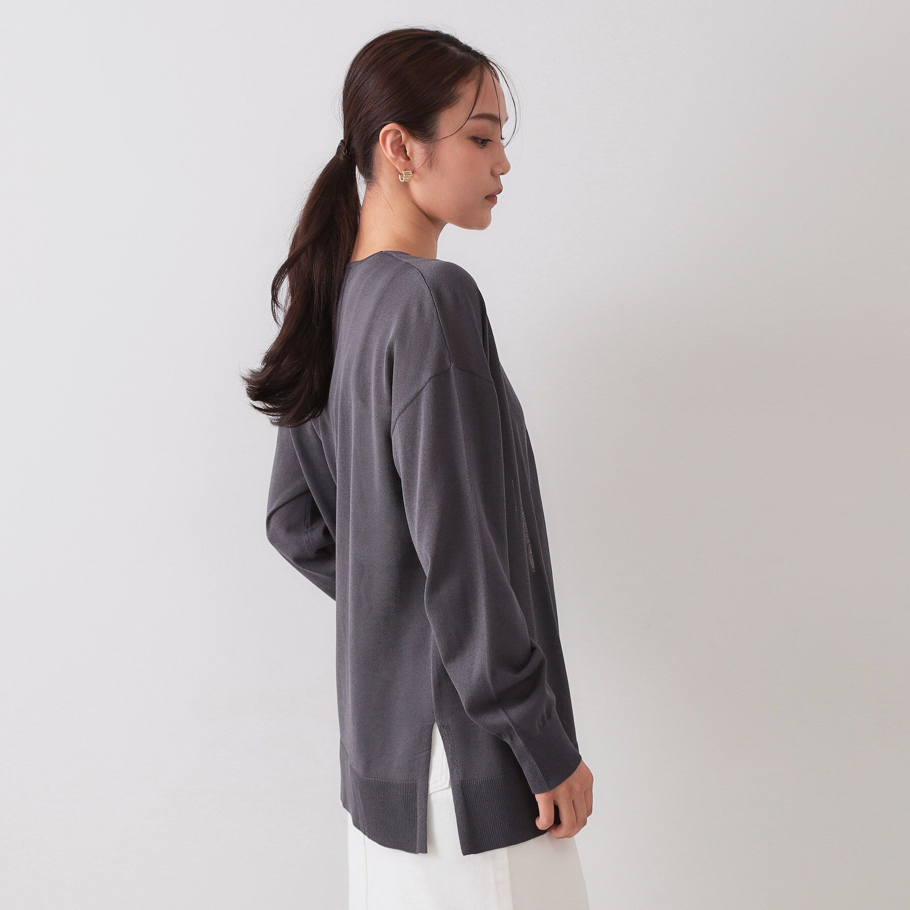 OPAQUE.CLIP「ミドル丈トッパーニットカーディガン【洗濯機洗い可/接触冷感/抗ピル】」|カーディガン|