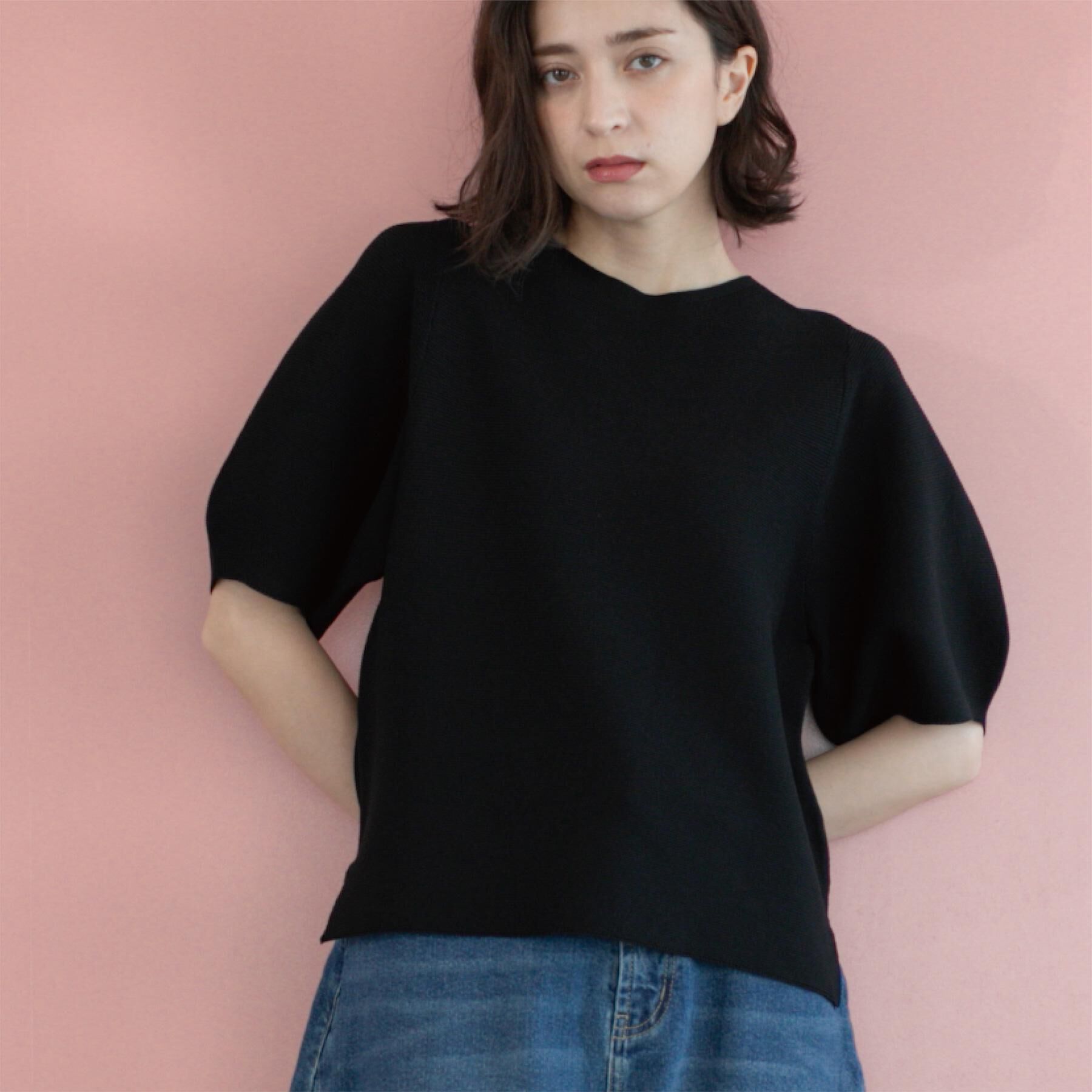 OPAQUE.CLIP「ガーターボリュームスリーブニット【UVケア/洗濯機洗い可】」|ニット・セーター|