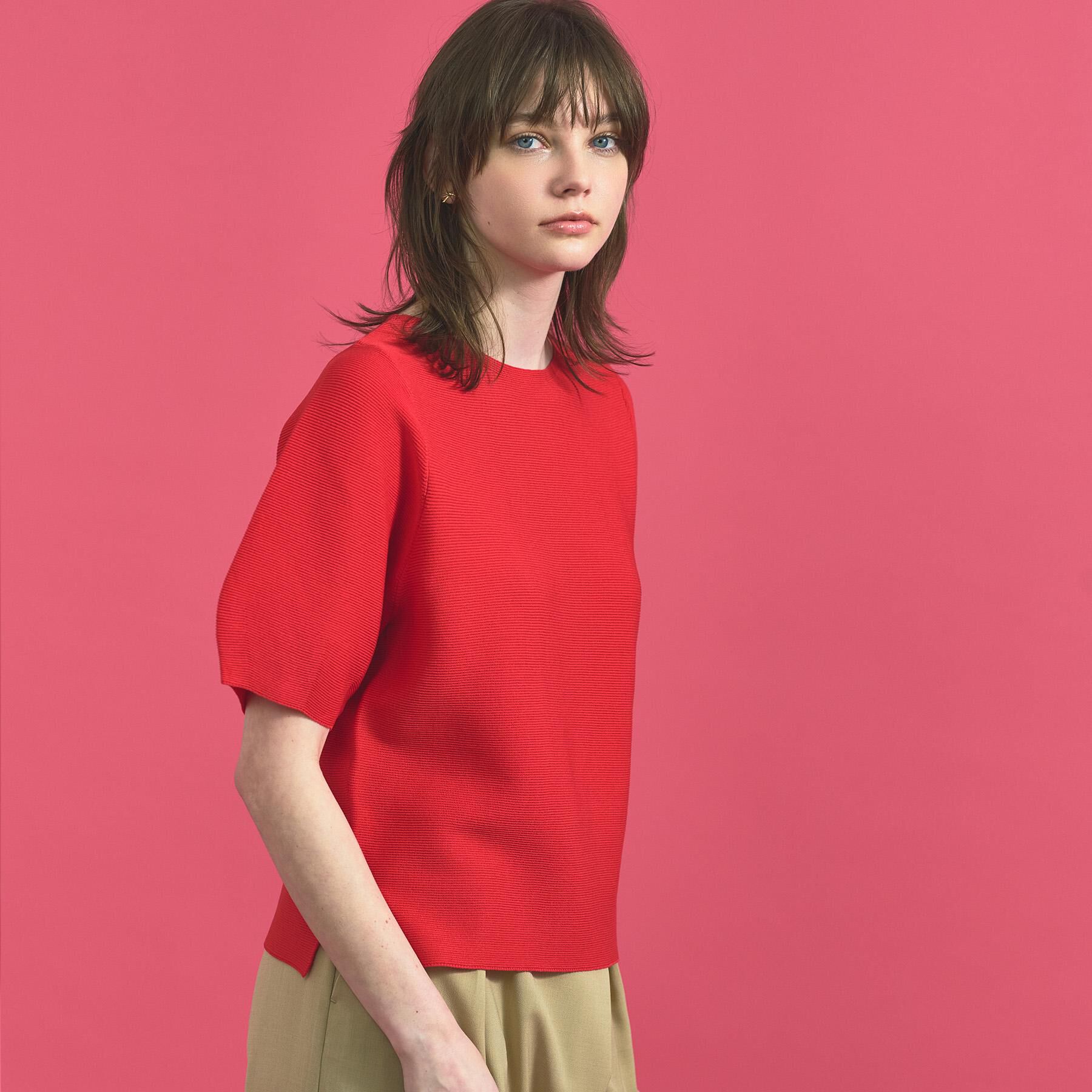 OPAQUE.CLIP「ガーターボリュームスリーブニット【UVケア/洗濯機洗い可】」|ニット・セーター|