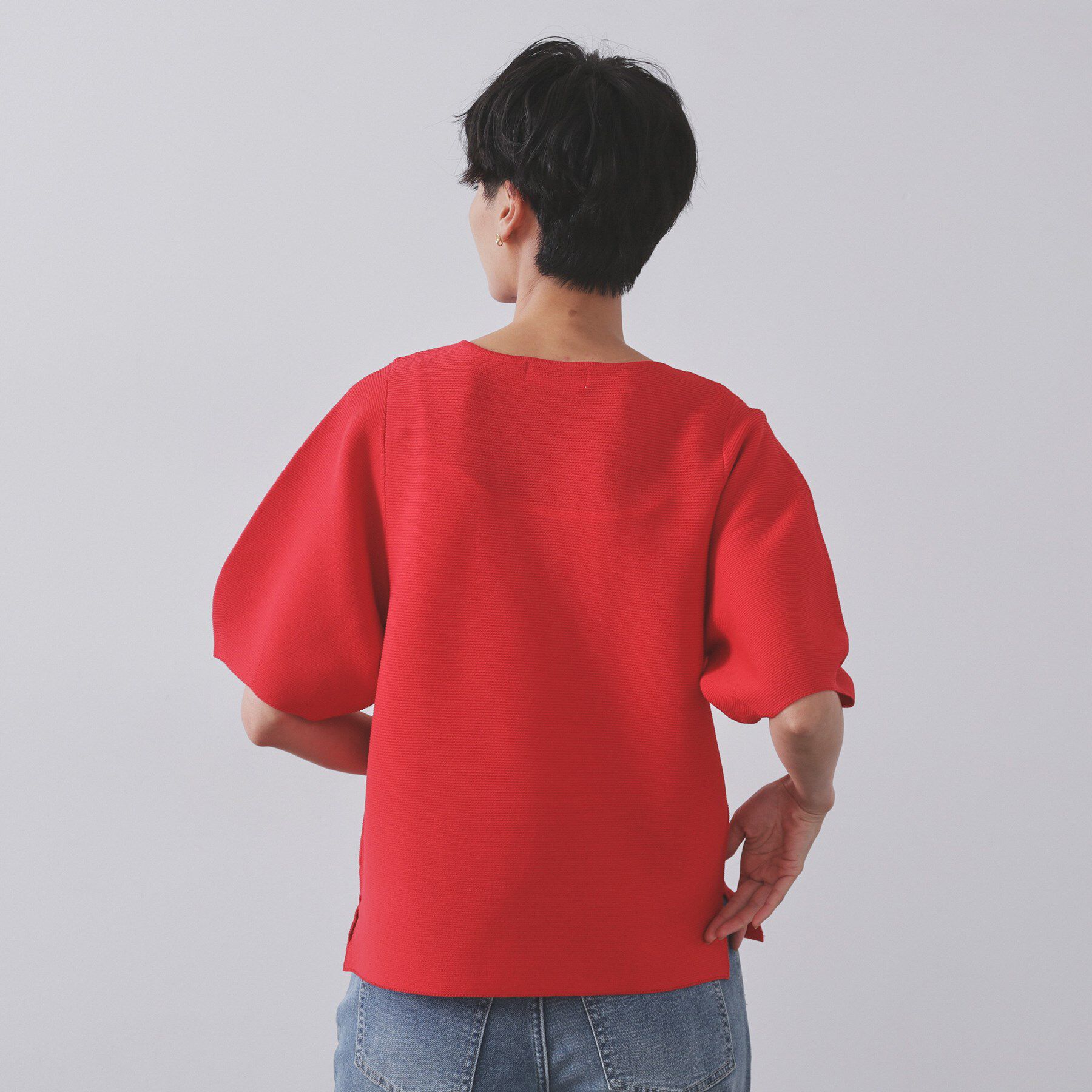 OPAQUE.CLIP「ガーターボリュームスリーブニット【UVケア/洗濯機洗い可】」|ニット・セーター|