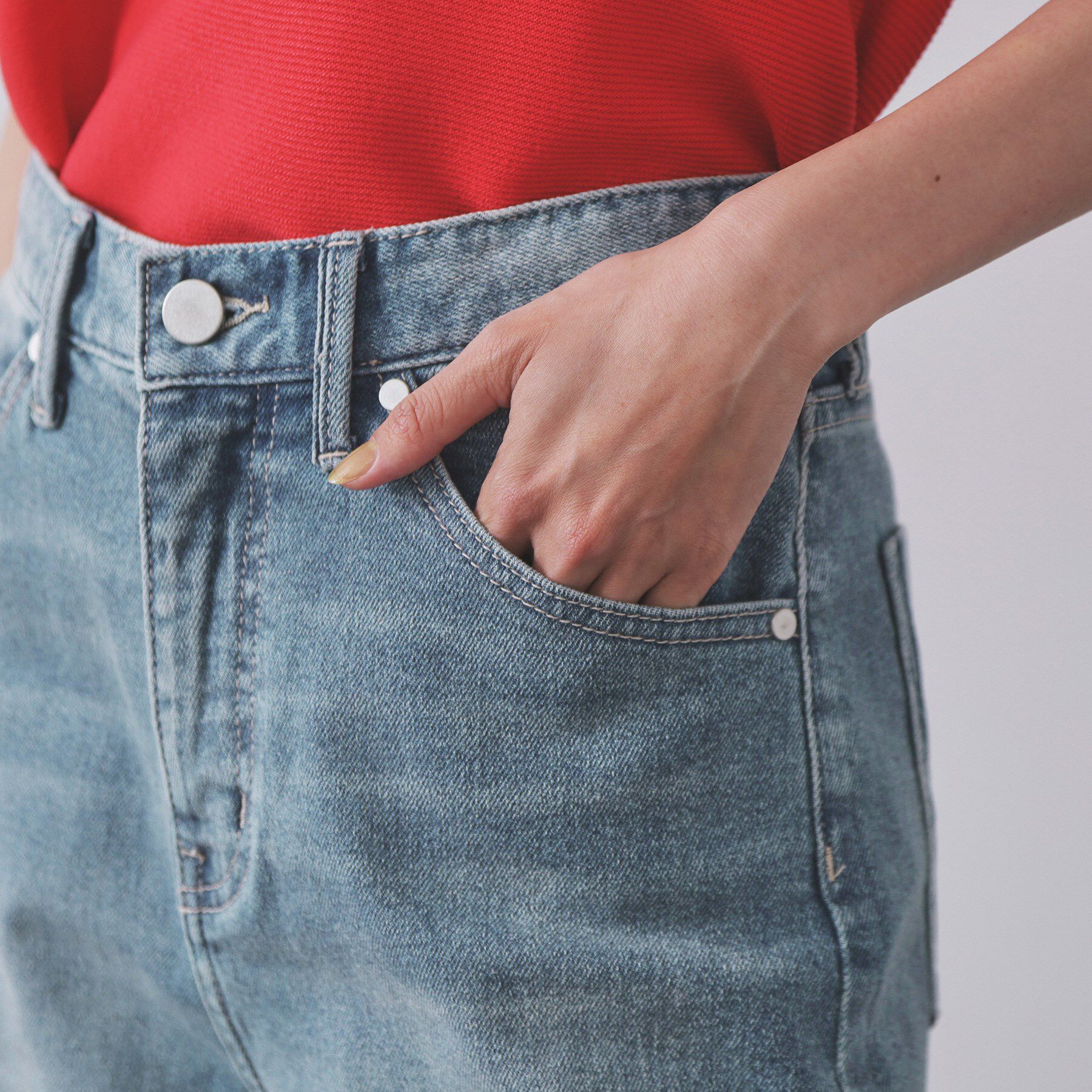 OPAQUE.CLIP「ストレッチストレートデニム【洗濯機洗い可】」|デニム|