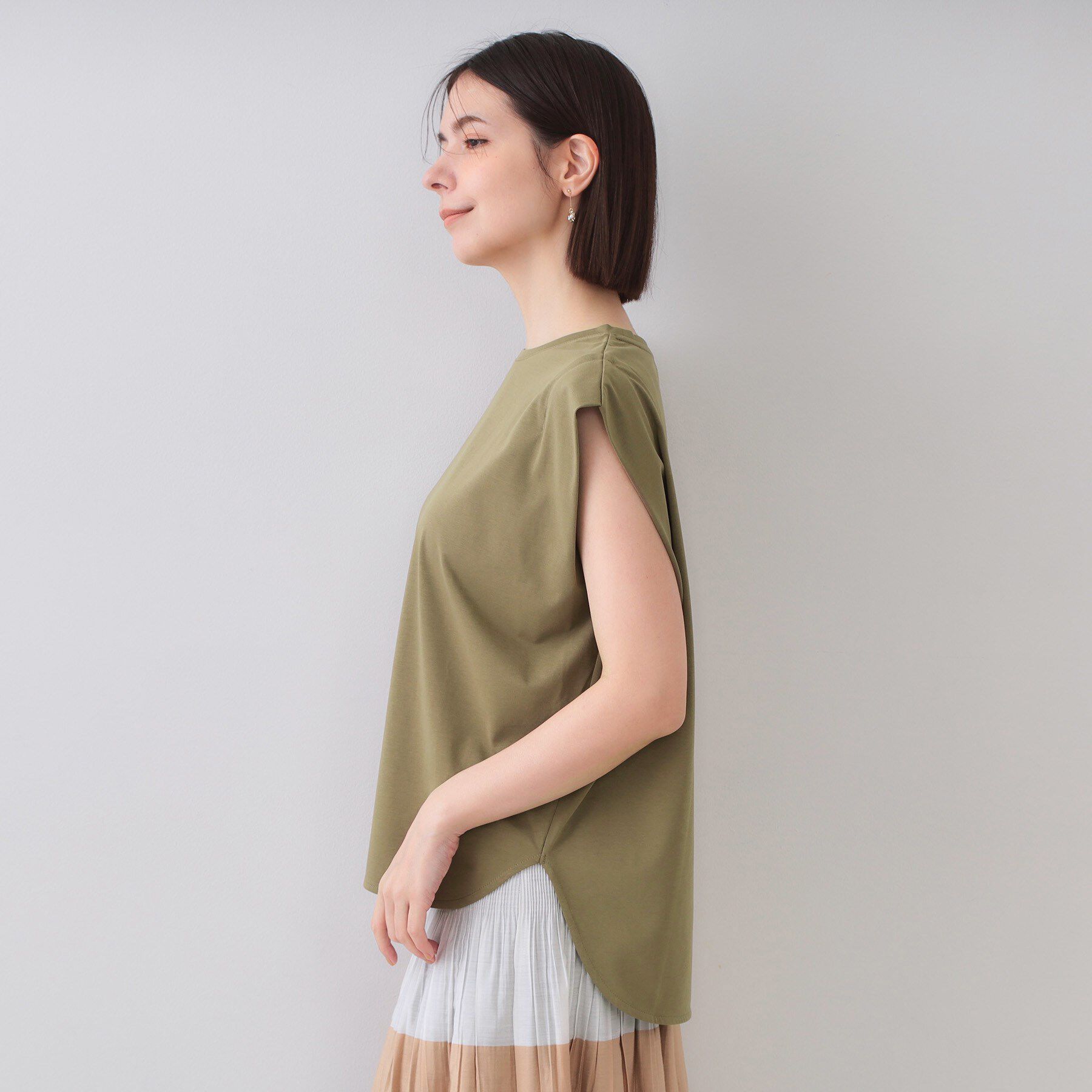 OPAQUE.CLIP「ボクシーノースリーブカットソー【洗濯機洗い可】」|Tシャツ・カットソー|