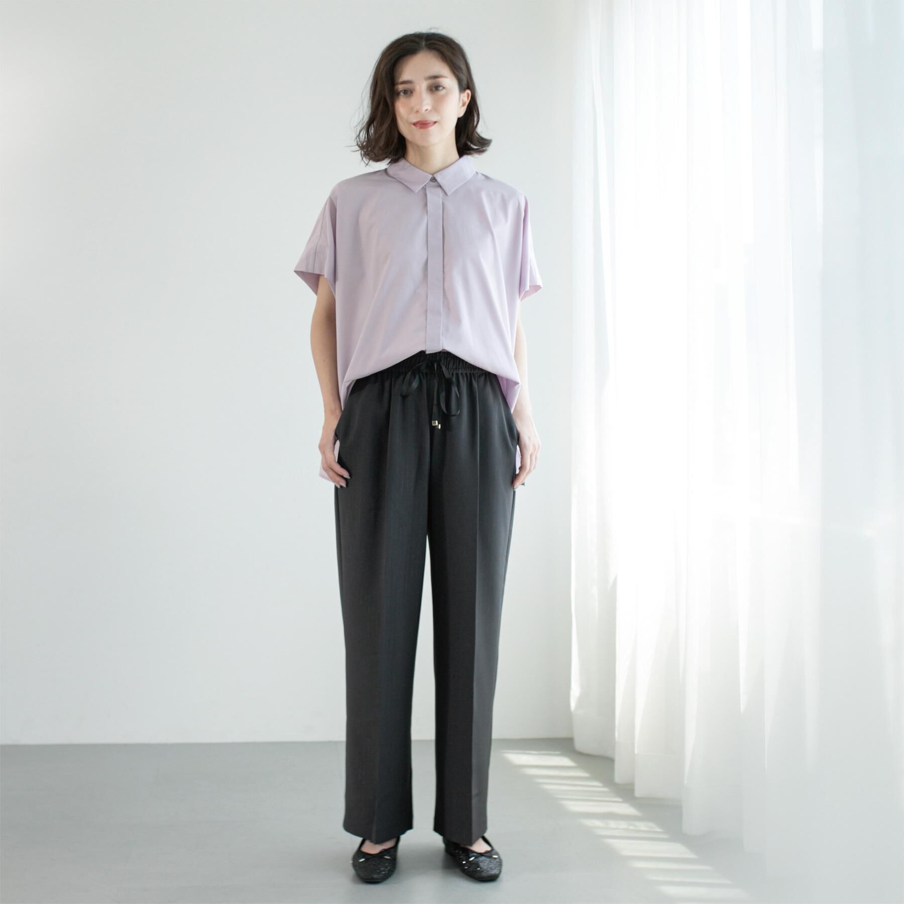 OPAQUE.CLIP「ラメストライプイージーワイドパンツ/セットアップ可【洗濯機洗い可/防シワ/吸水速乾】」|その他|