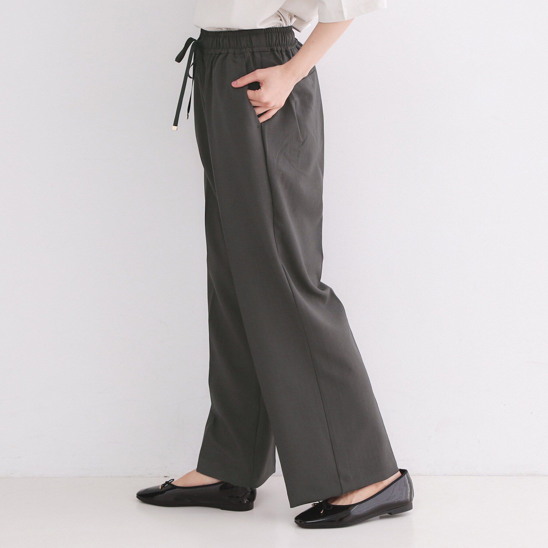 OPAQUE.CLIP「ラメストライプイージーワイドパンツ/セットアップ可【洗濯機洗い可/防シワ/吸水速乾】」|その他|